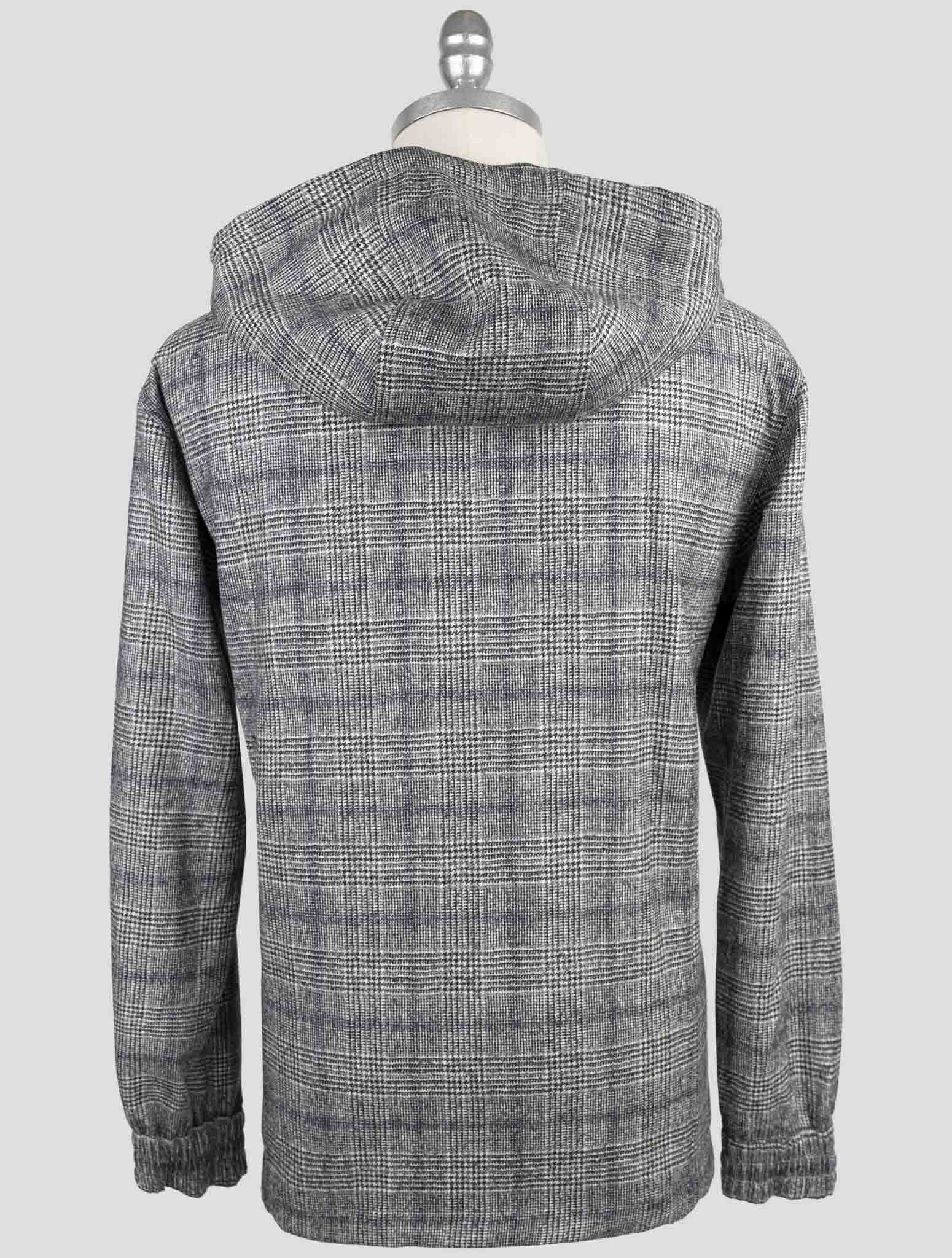 Kiton Gray Virgin Wool Sweater Full Zip Hoodie