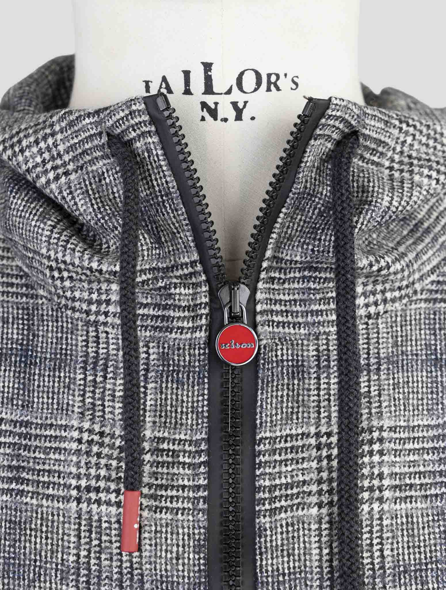 Kiton Gray Virgin Wool Sweater Full Zip Hoodie
