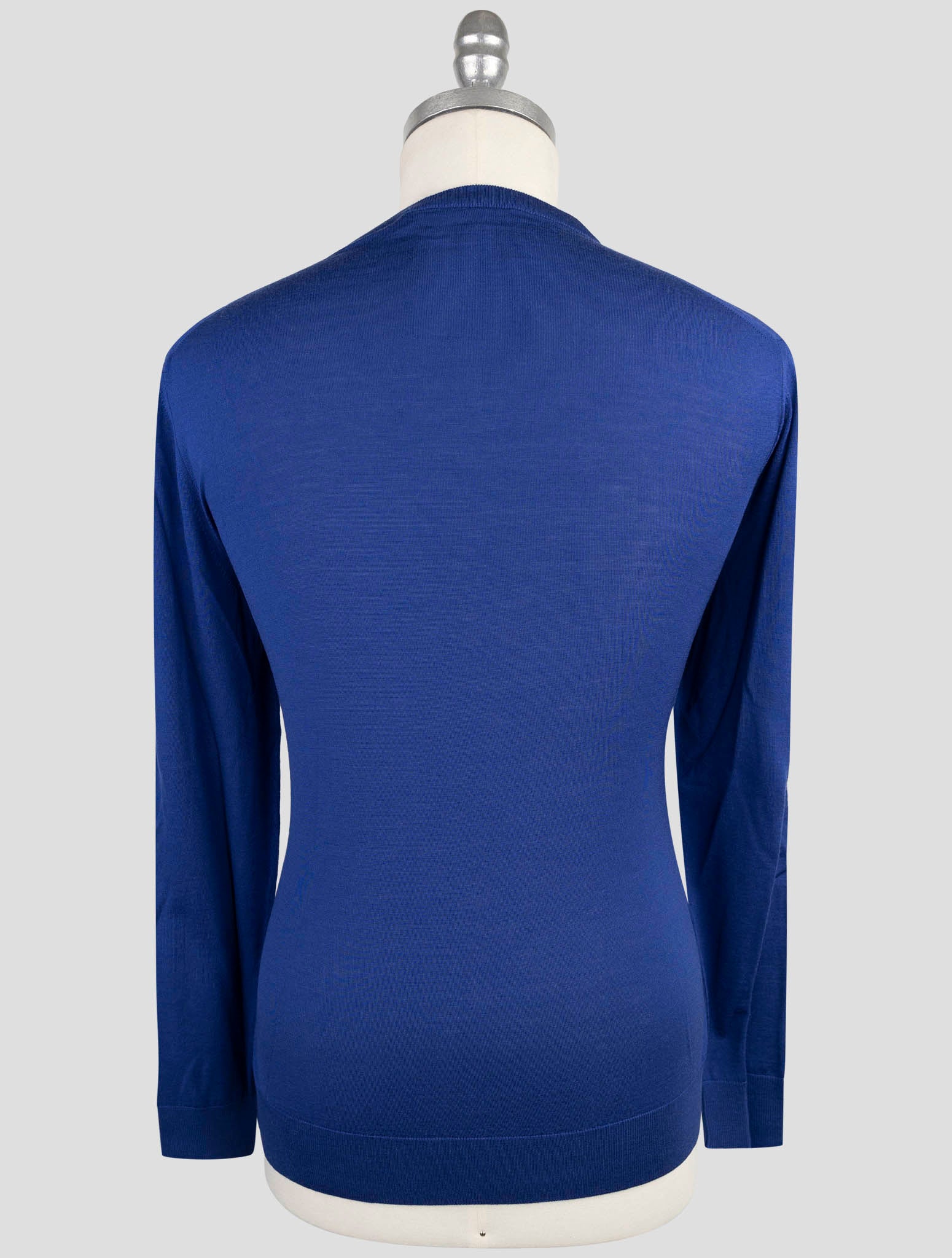 Kiton Blue Wool Diamante Blu Sweater V-Neck