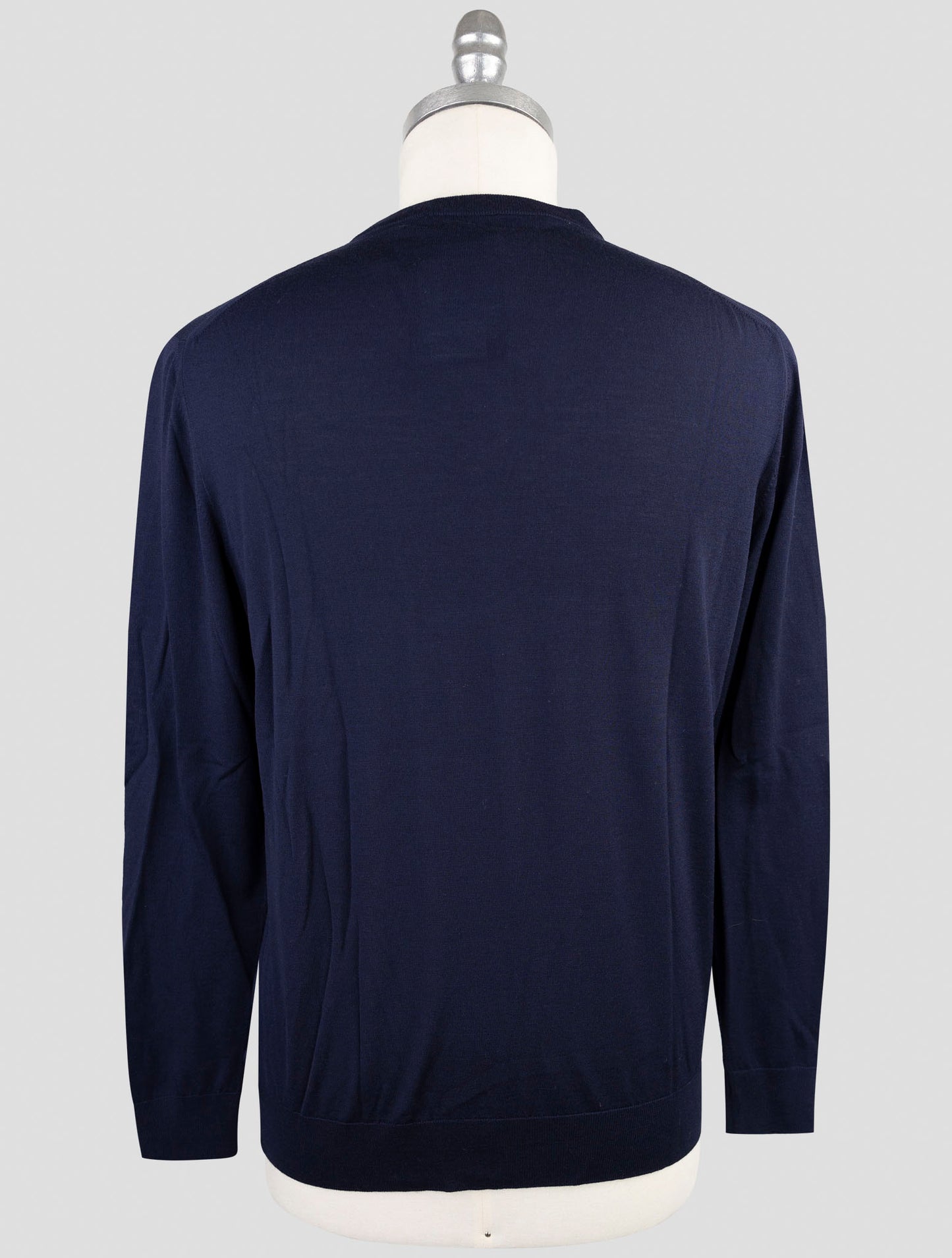 Kiton Dark Blue Wool Diamante Blu Sweater V-Neck
