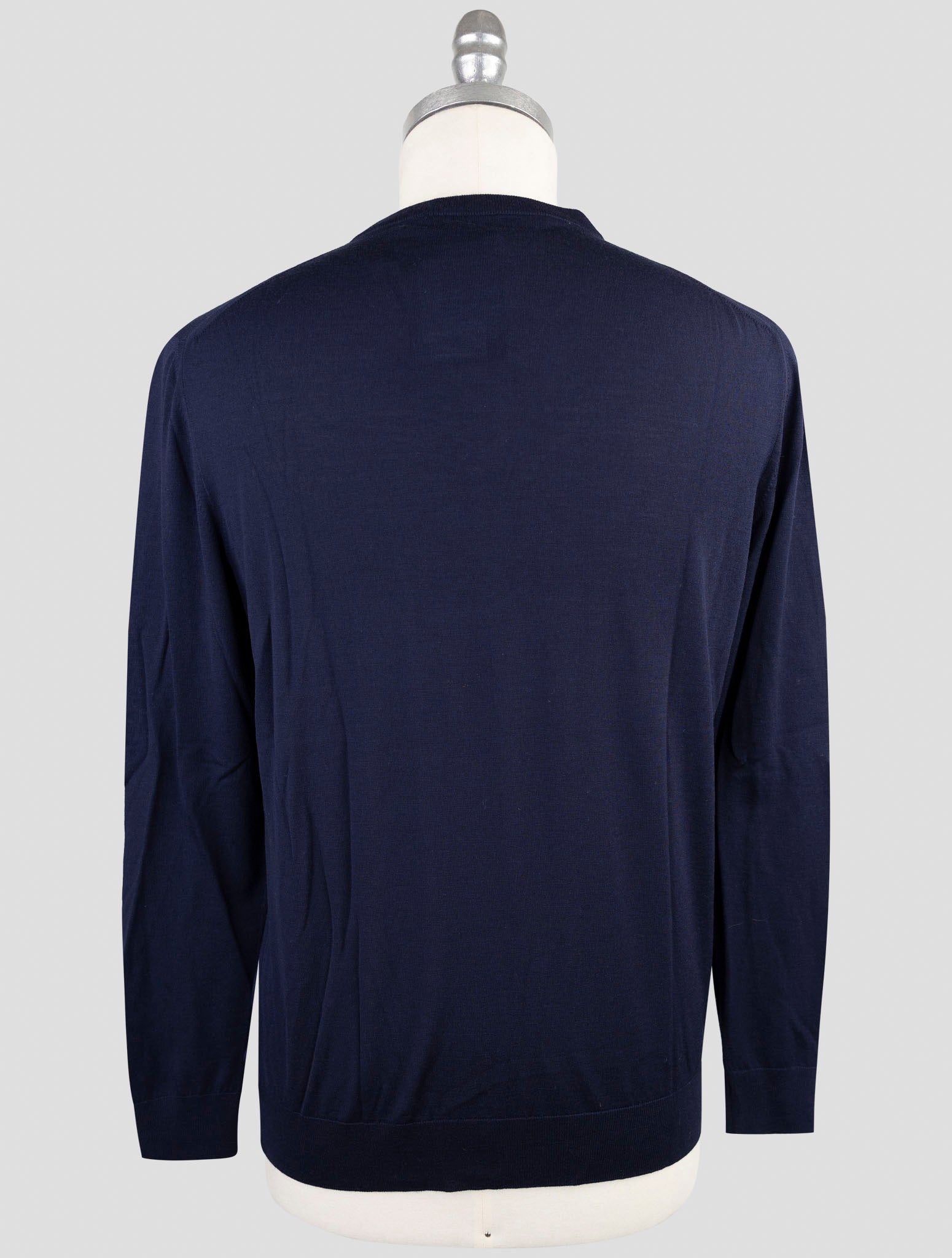Kiton Dark Blue Wool Diamante Blu Sweater V-Neck