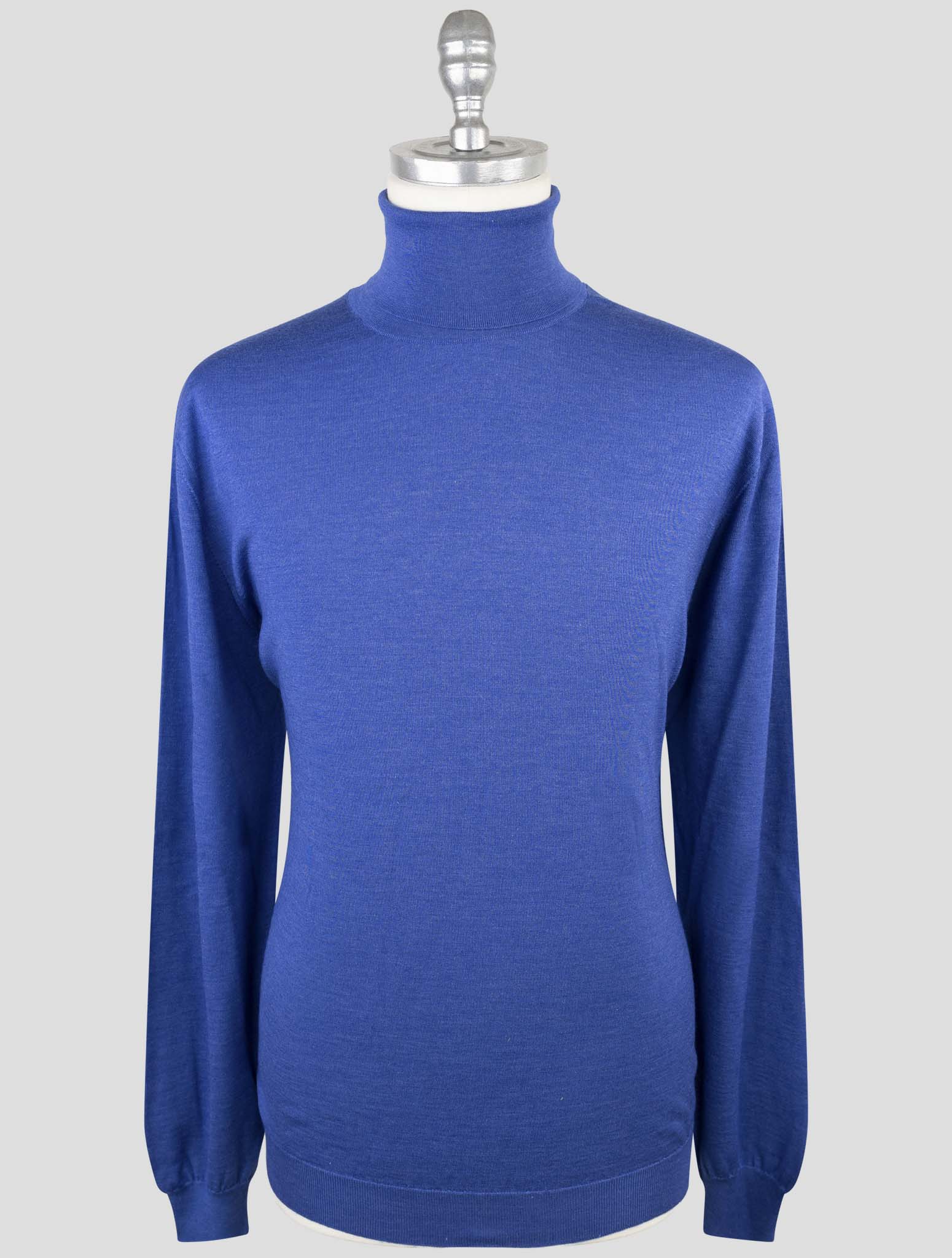 Kiton Blue Cashmere Silk Sweater Turtleneck