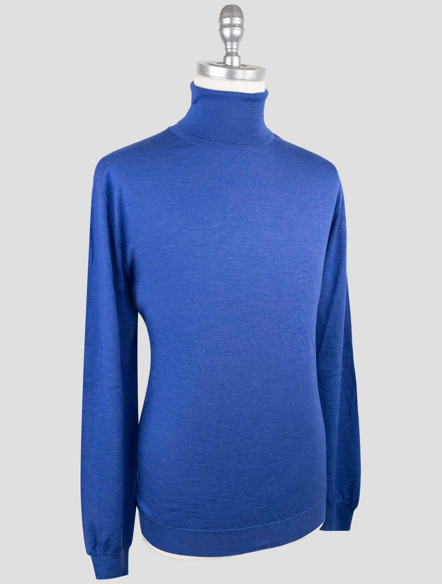 Kiton Blue Cashmere Silk Sweater Turtleneck