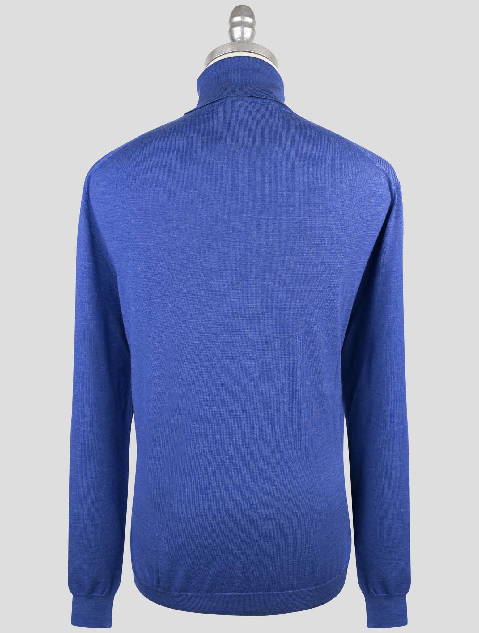 Kiton Blue Cashmere Silk Sweater Turtleneck