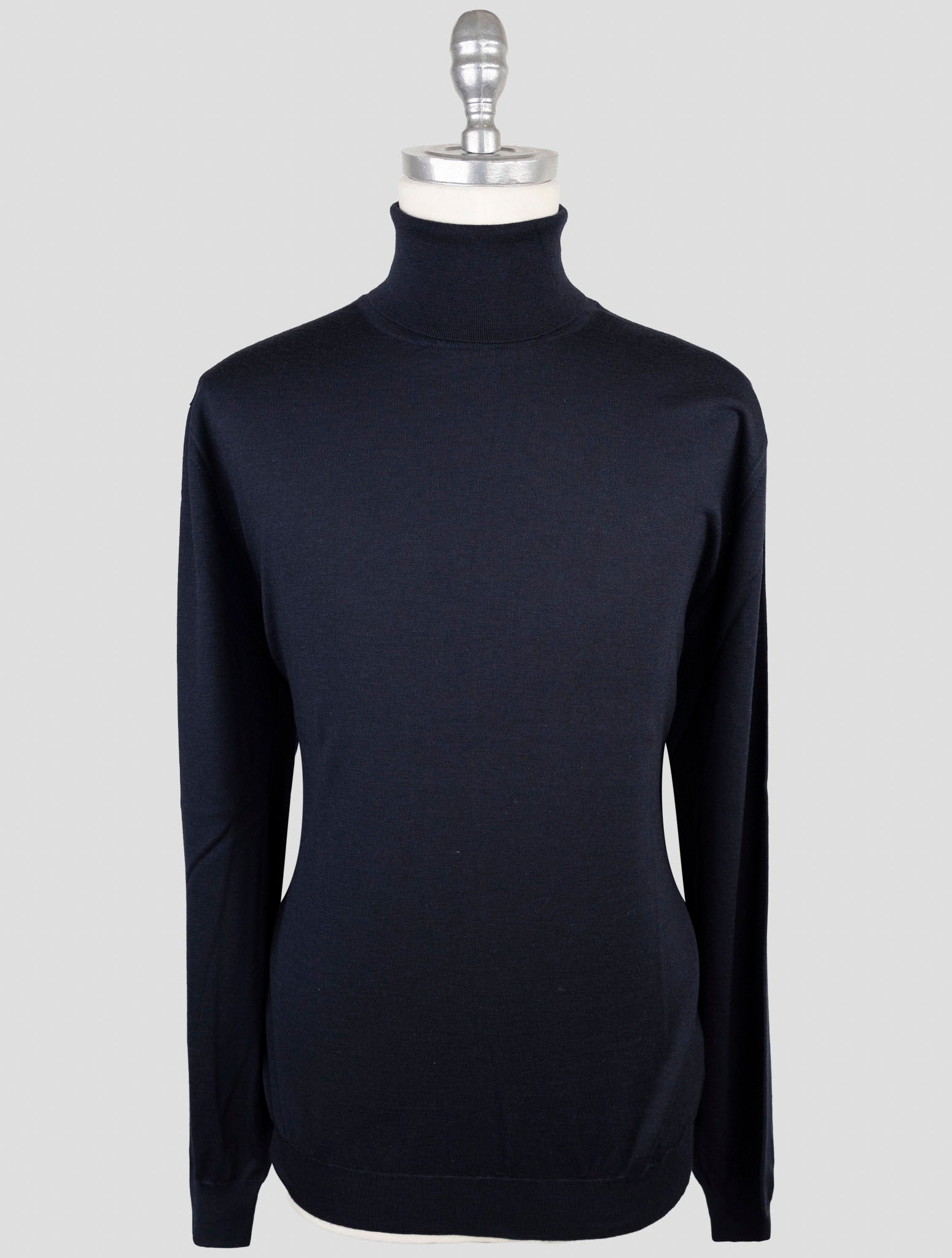 Kiton Blue Cashmere Silk Sweater Turtleneck