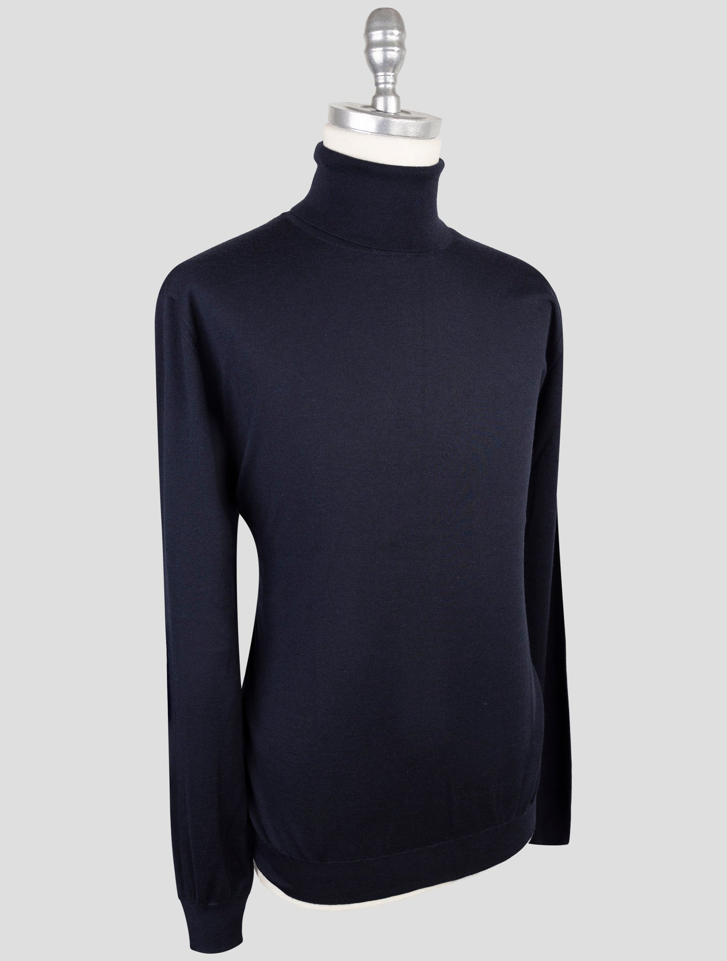 Kiton Blue Cashmere Silk Sweater Turtleneck