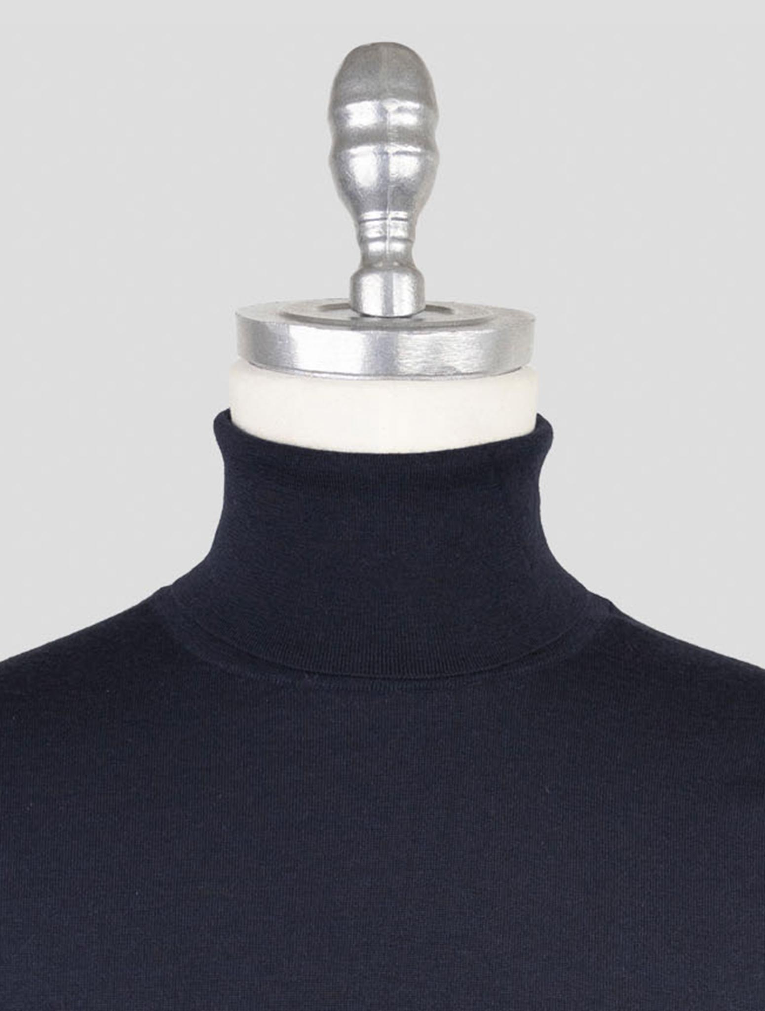 Kiton Blue Cashmere Silk Sweater Turtleneck