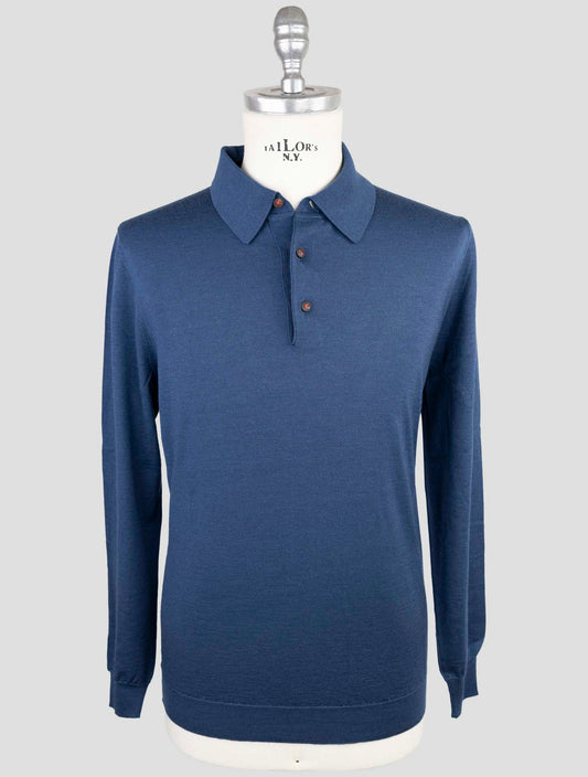 Kiton Blue Cashmere Silk Sweater Polo