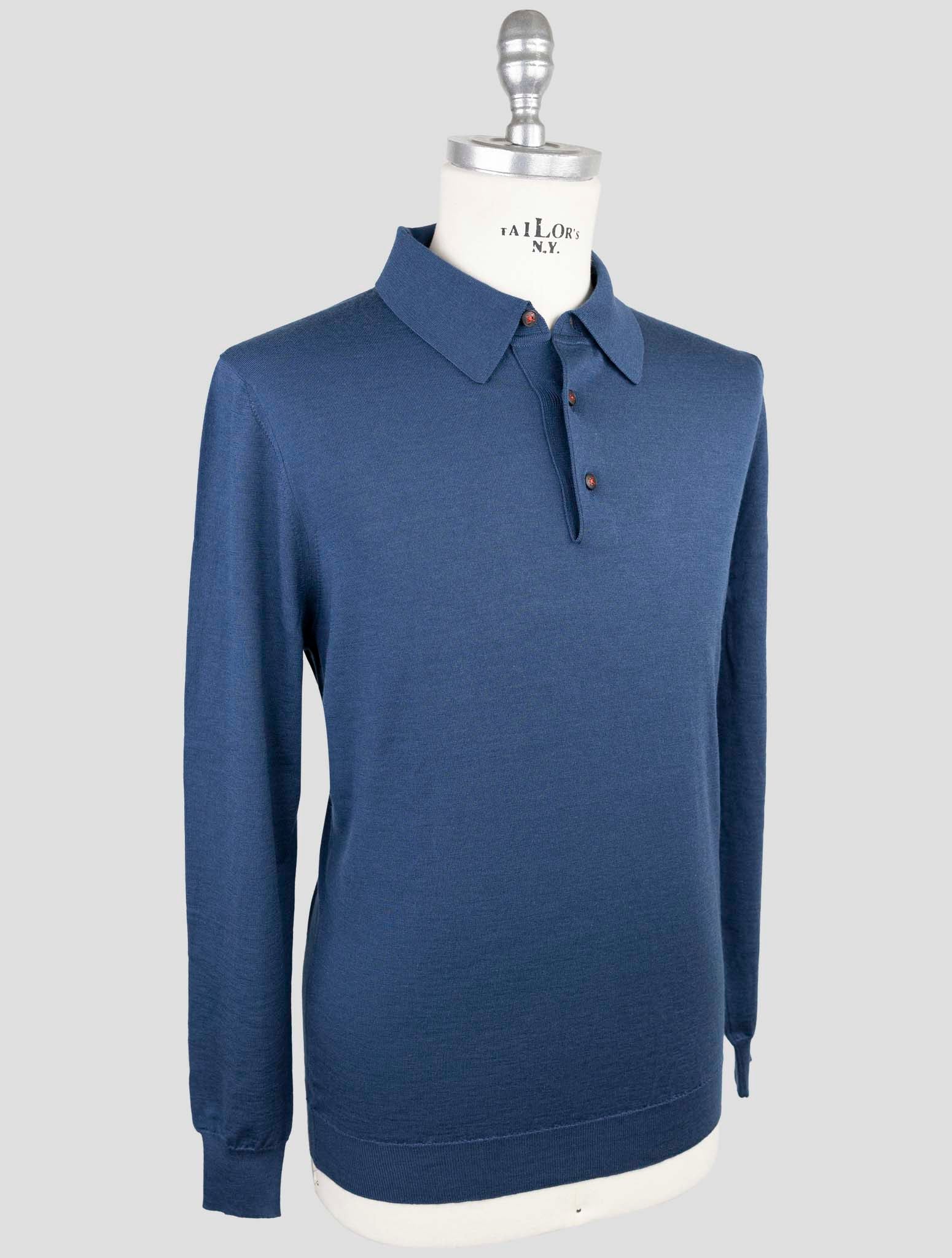 Kiton Blue Cashmere Silk Sweater Polo