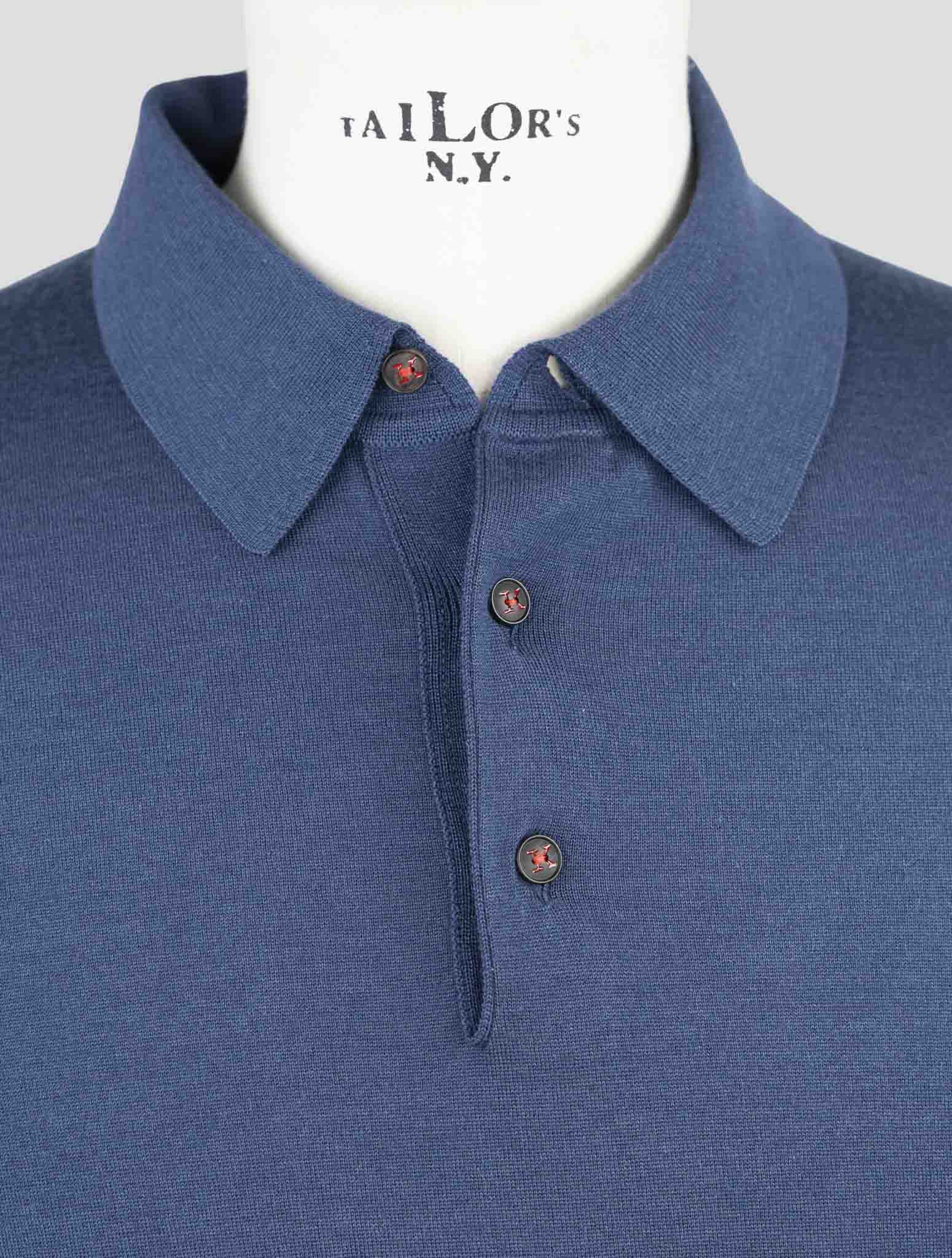 Kiton Blue Cashmere Silk Sweater Polo