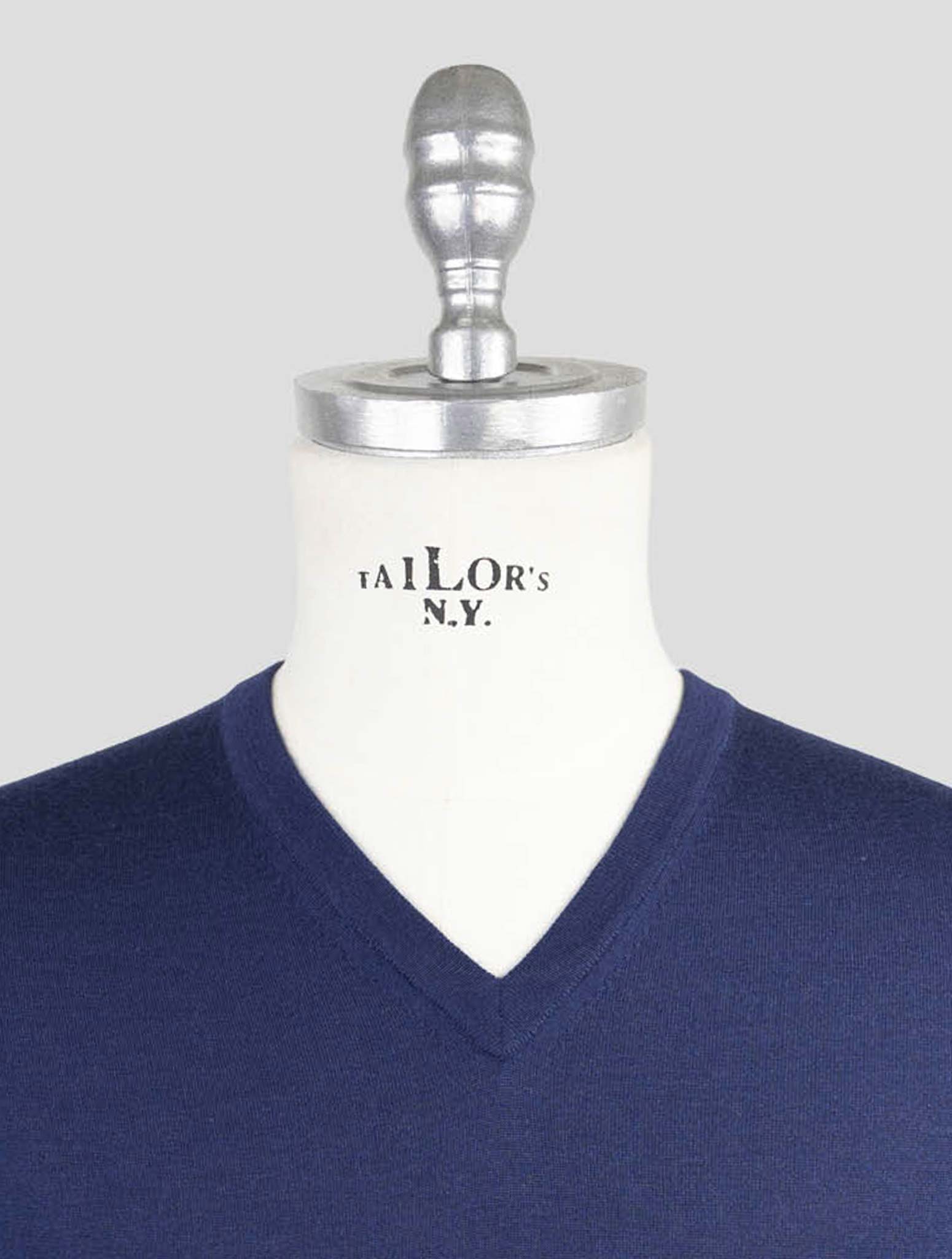 Kiton Blue Cashmere Silk Sweater V-Neck