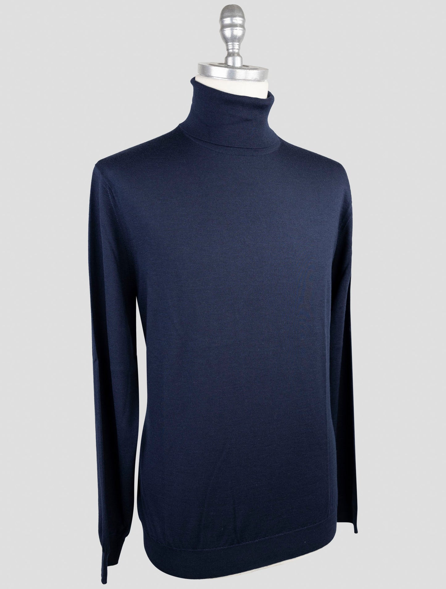 Kiton Blue Cashmere Silk Sweater Turtleneck