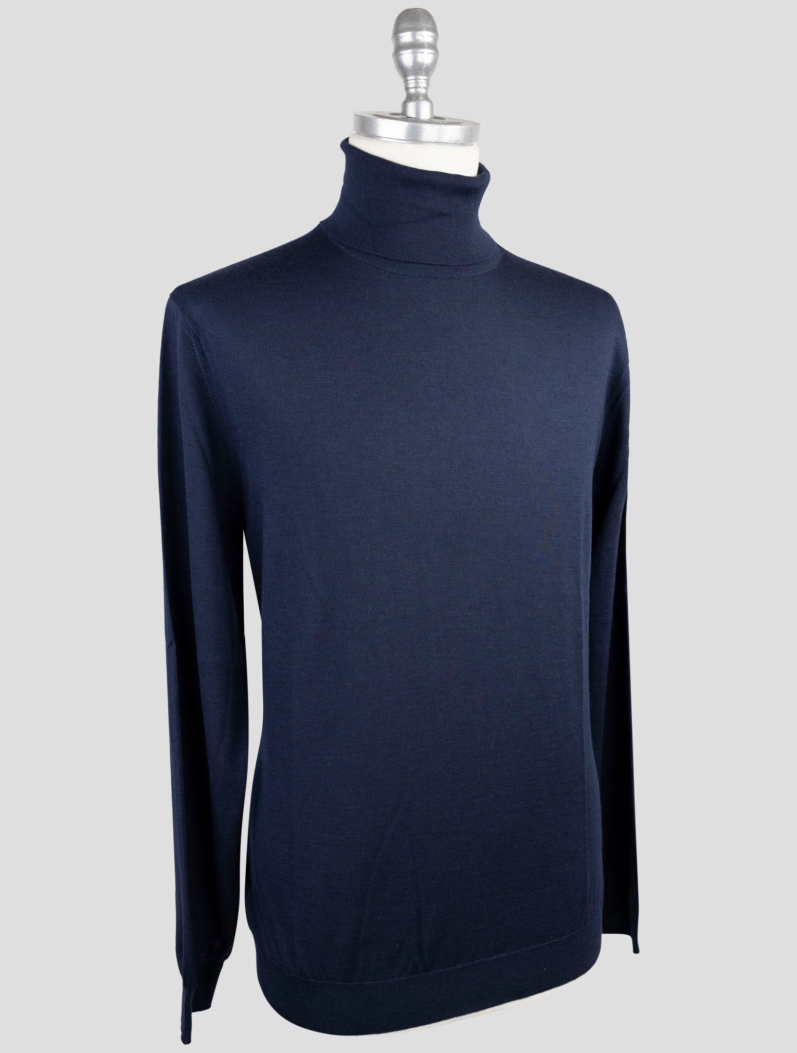 Kiton Blue Cashmere Silk Sweater Turtleneck
