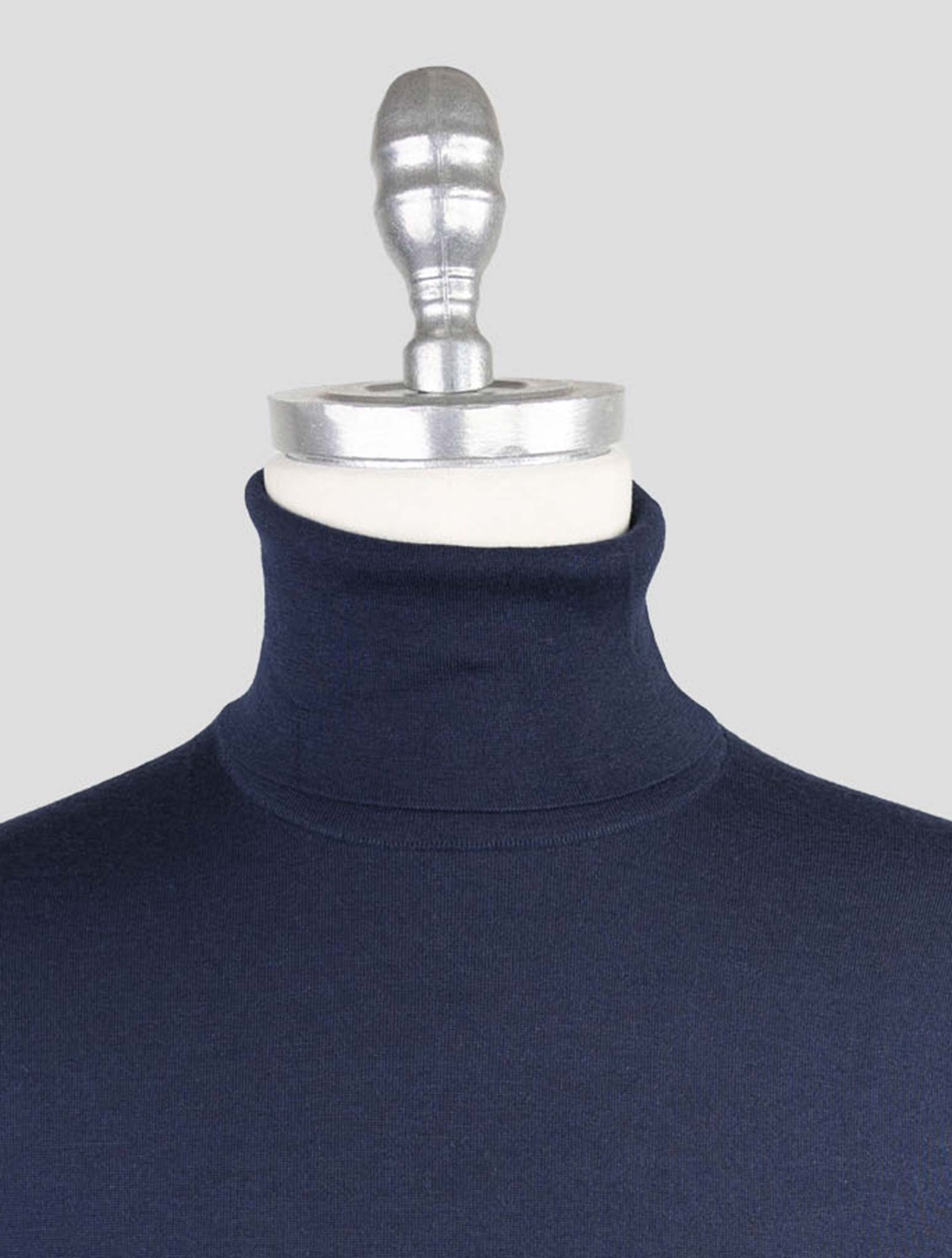 Kiton Blue Cashmere Silk Sweater Turtleneck