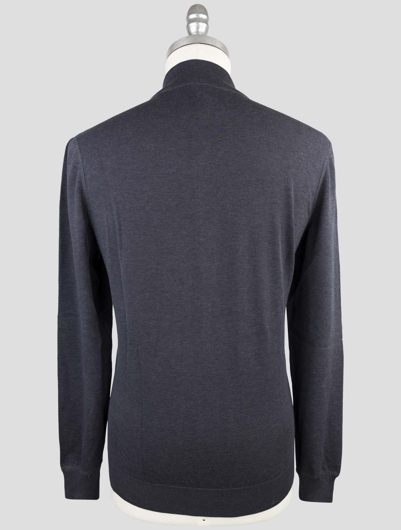 Kiton Gray Cotton Sweater Full Zip