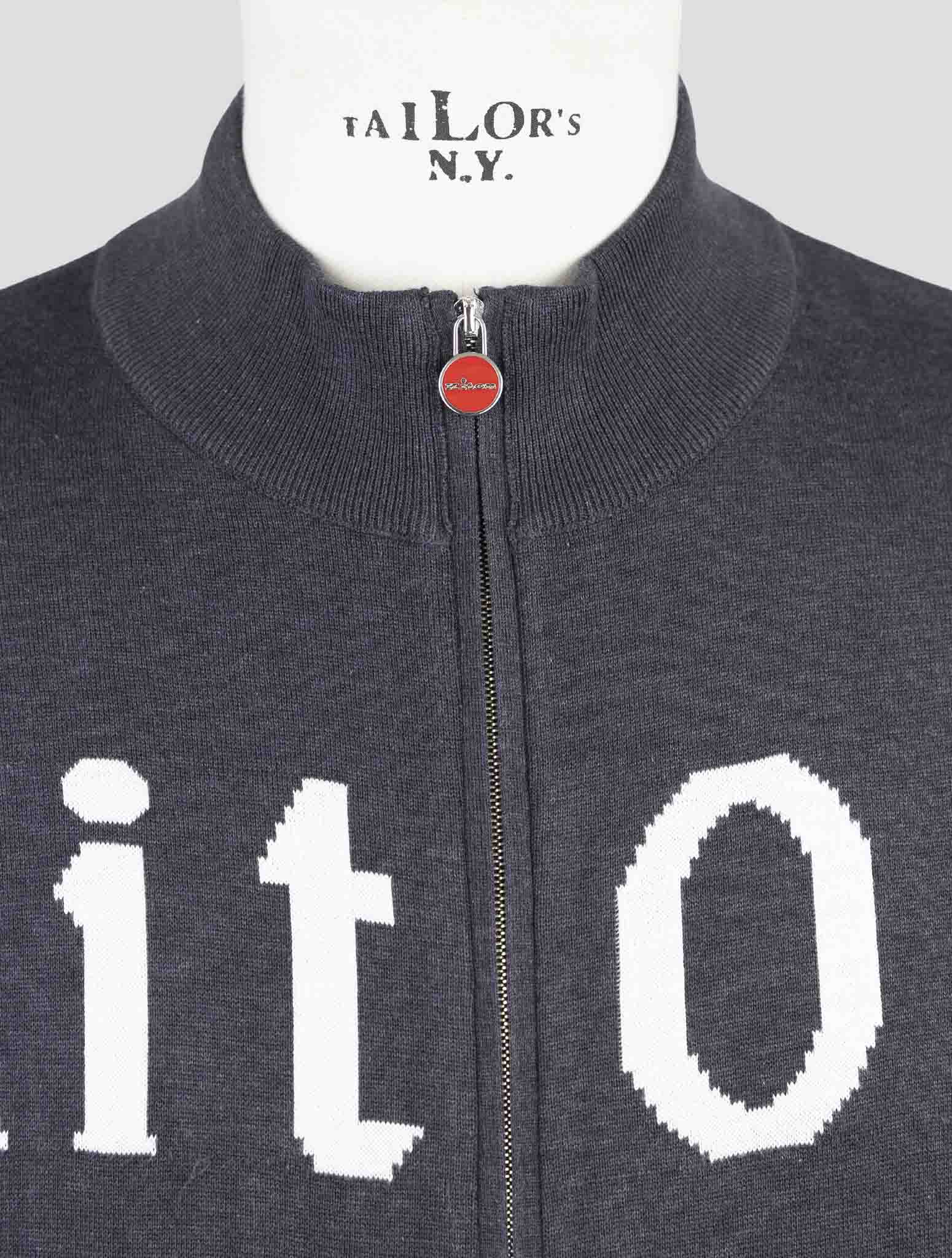 Kiton Gray Cotton Sweater Full Zip