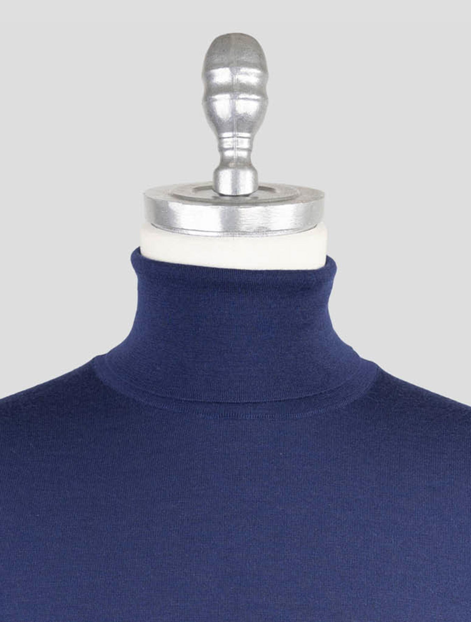 Kiton Blue Cashmere Silk Sweater Turtleneck