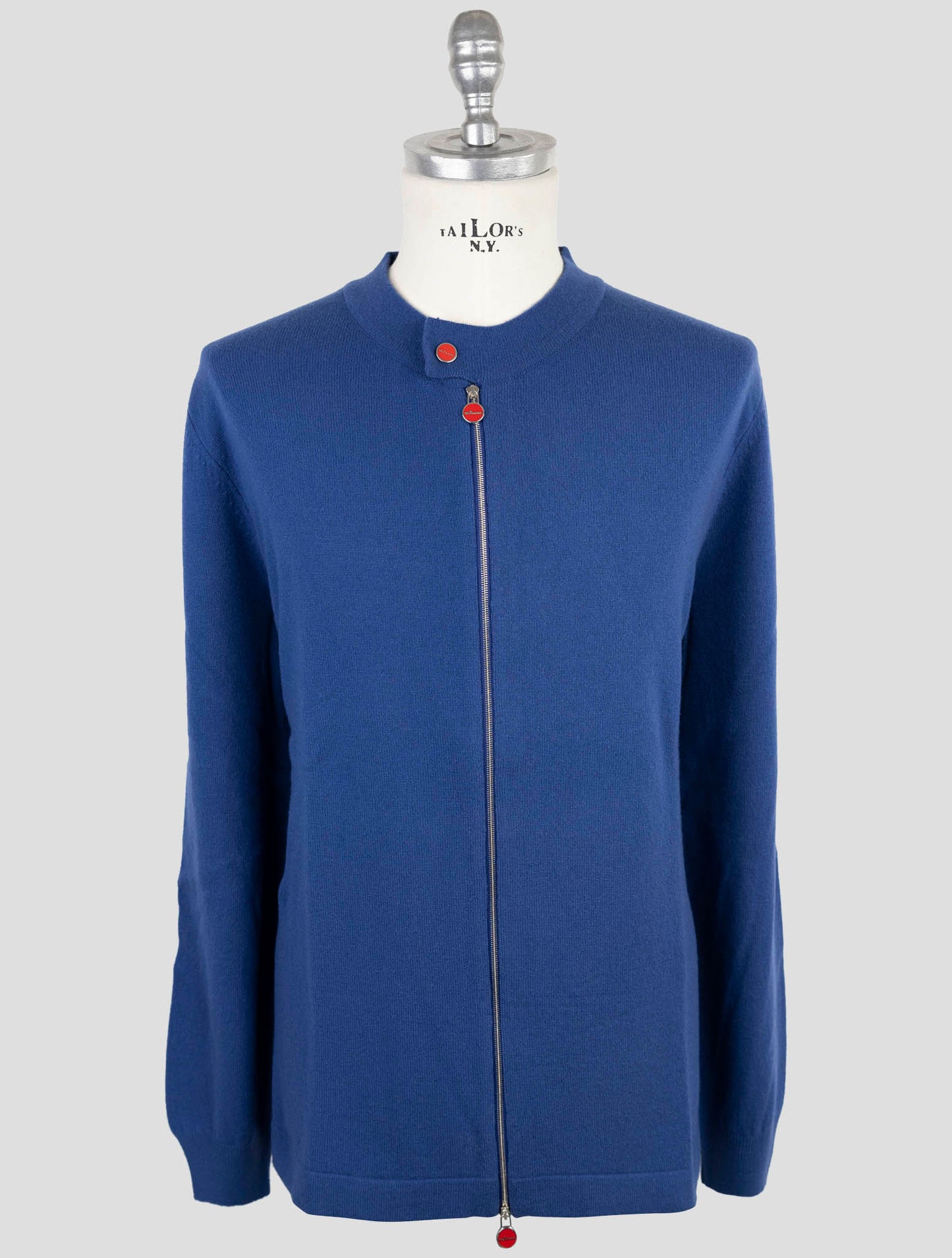 Kiton Blue Wool Sweater Full Zip