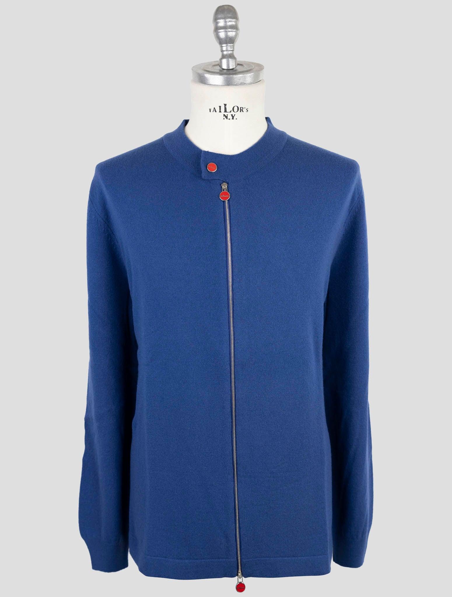 Kiton Blue Wool Sweater Full Zip