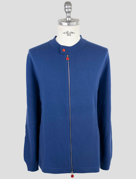 Kiton Blue Wool Sweater Full Zip