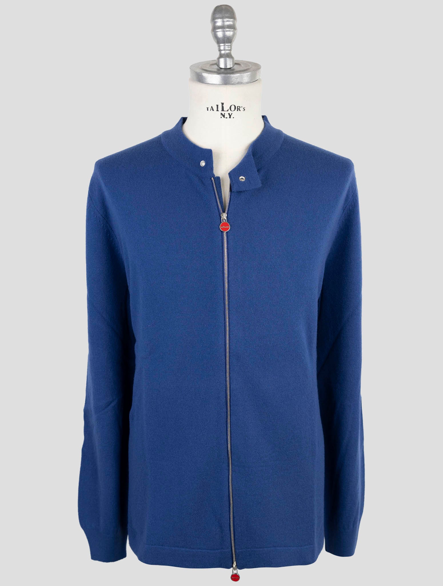 Kiton Blue Wool Sweater Full Zip