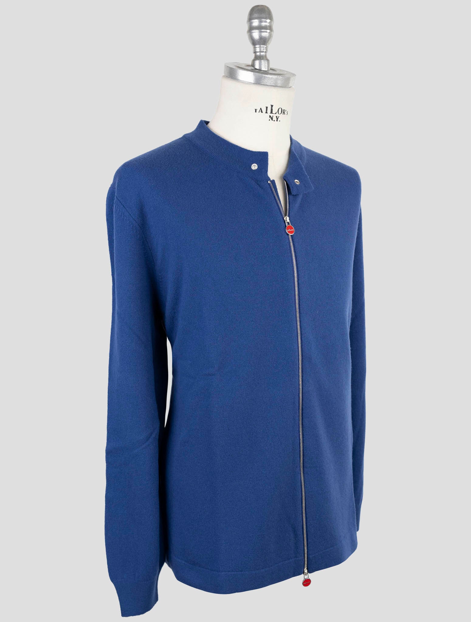 Kiton Blue Wool Sweater Full Zip
