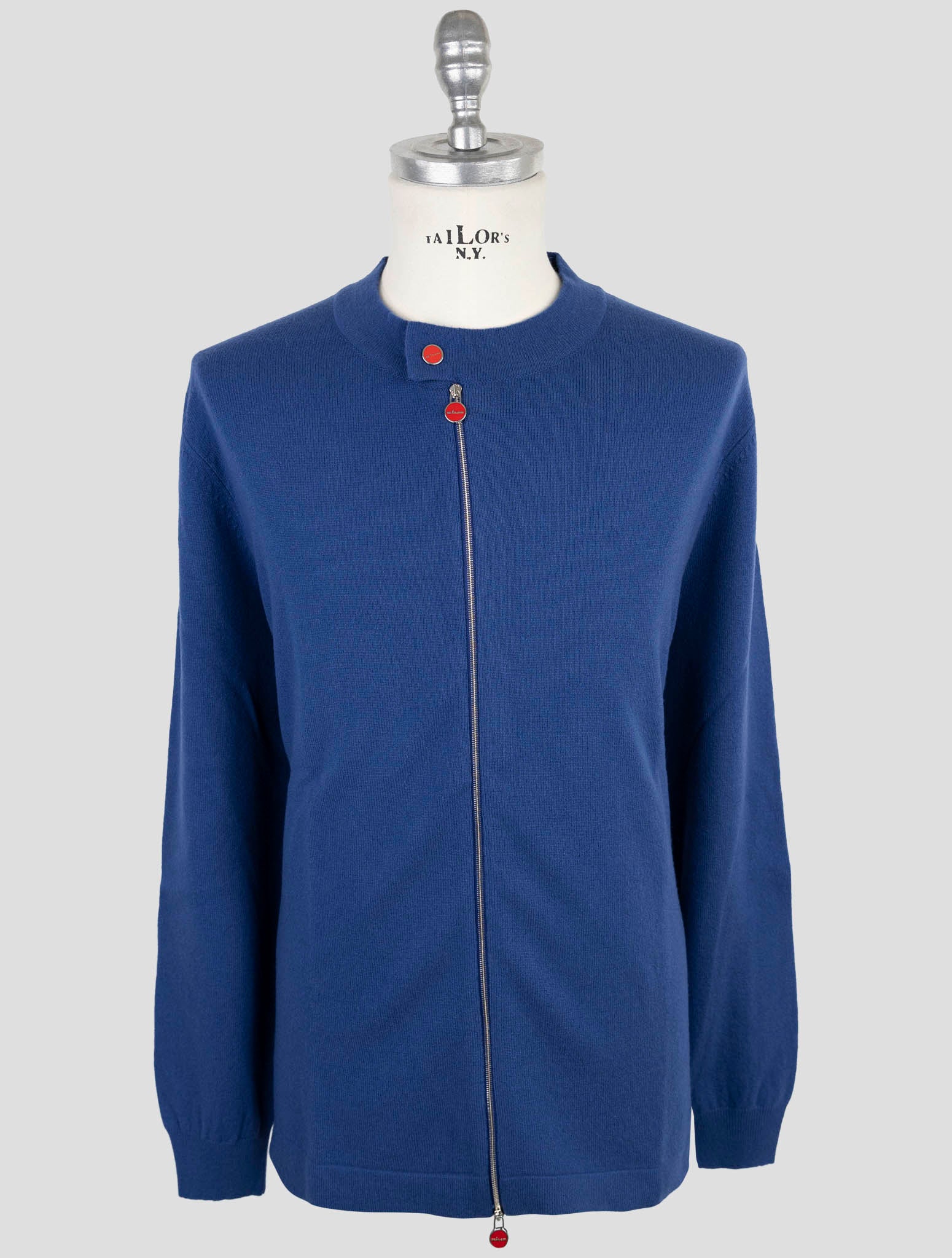 Kiton Blue Wool Sweater Full Zip