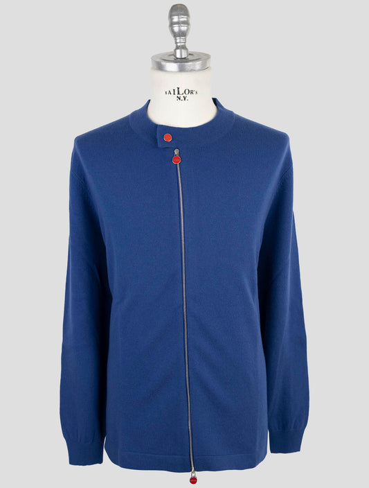 Kiton Blue Wool Sweater Full Zip