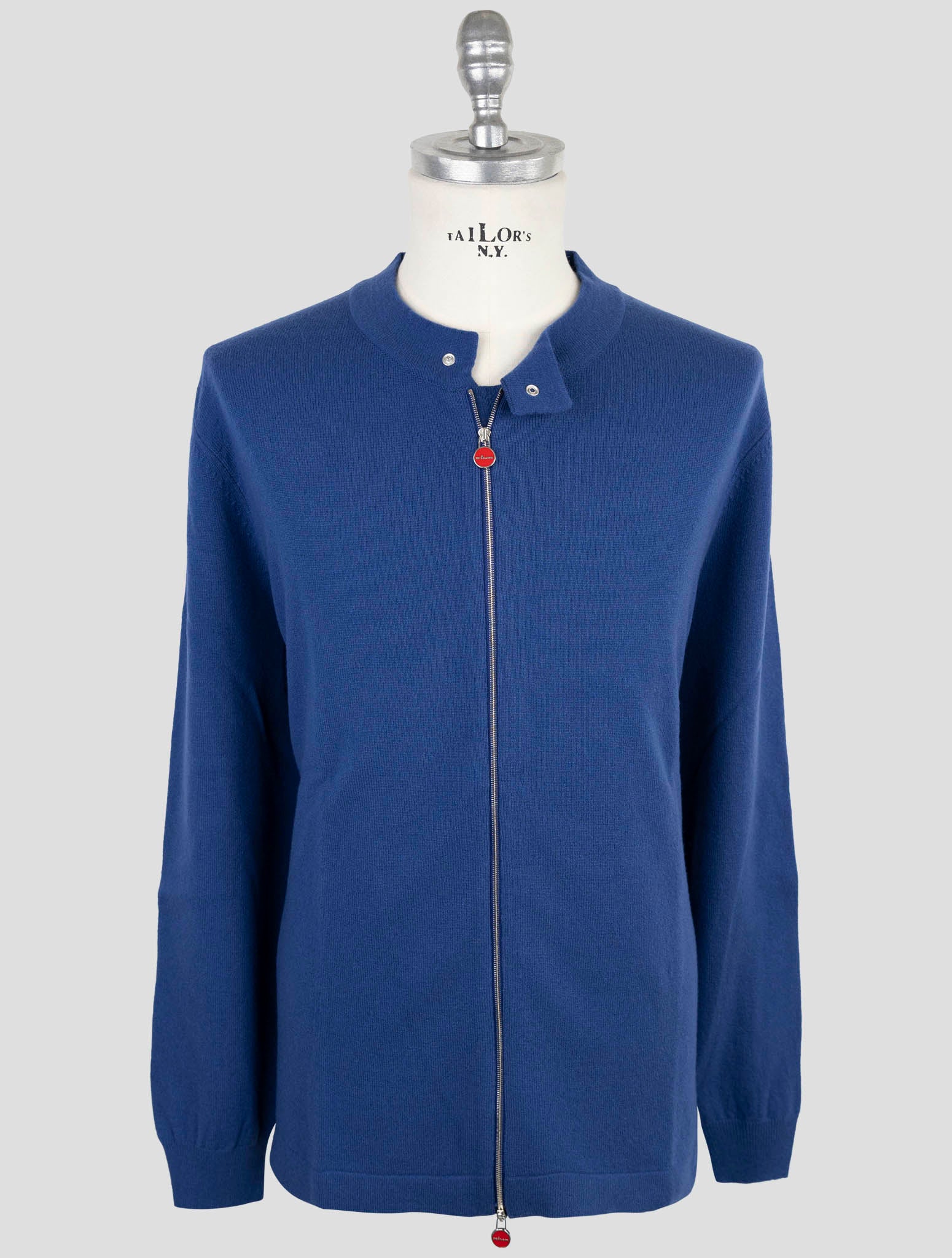 Kiton Blue Wool Sweater Full Zip