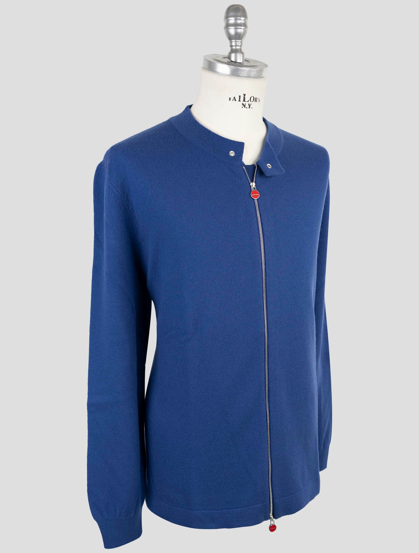 Kiton Blue Wool Sweater Full Zip