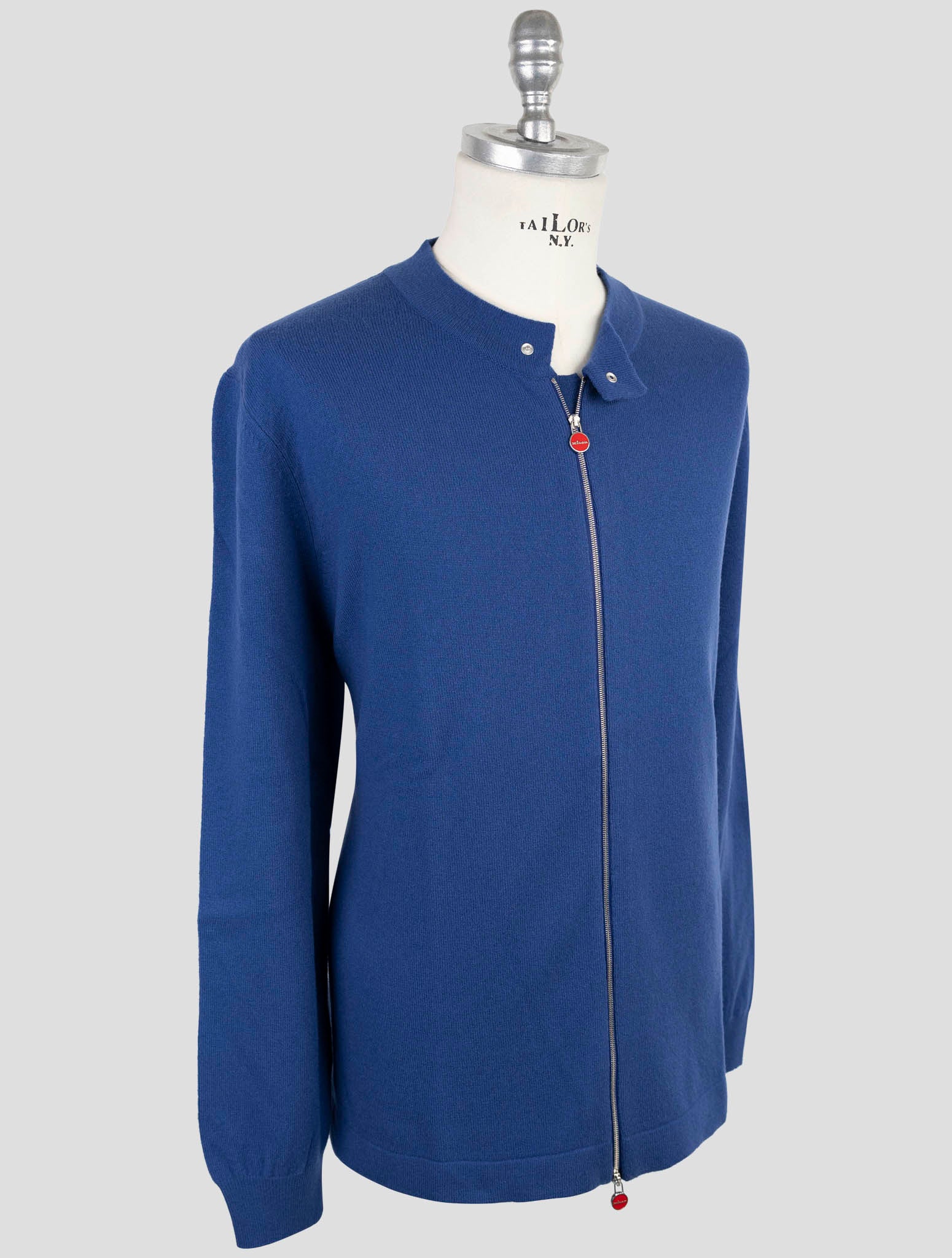 Kiton Blue Wool Sweater Full Zip