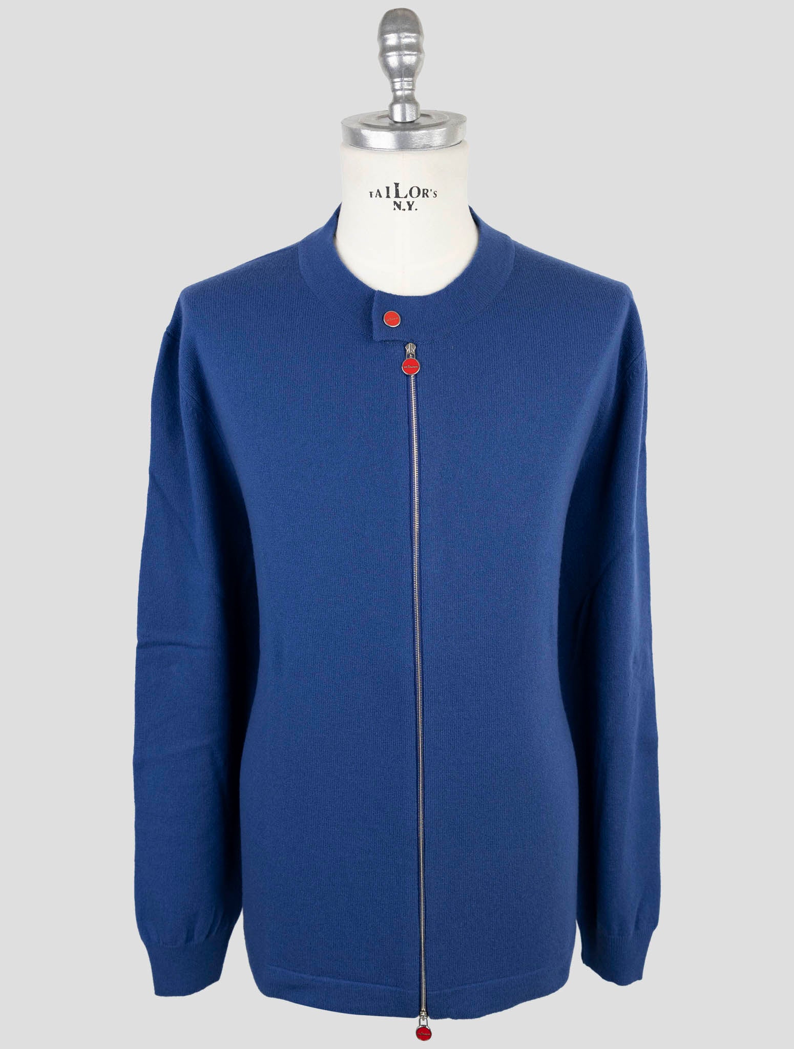 Kiton Blue Wool Sweater Full Zip