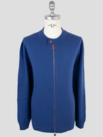 Kiton Blue Wool Sweater Full Zip