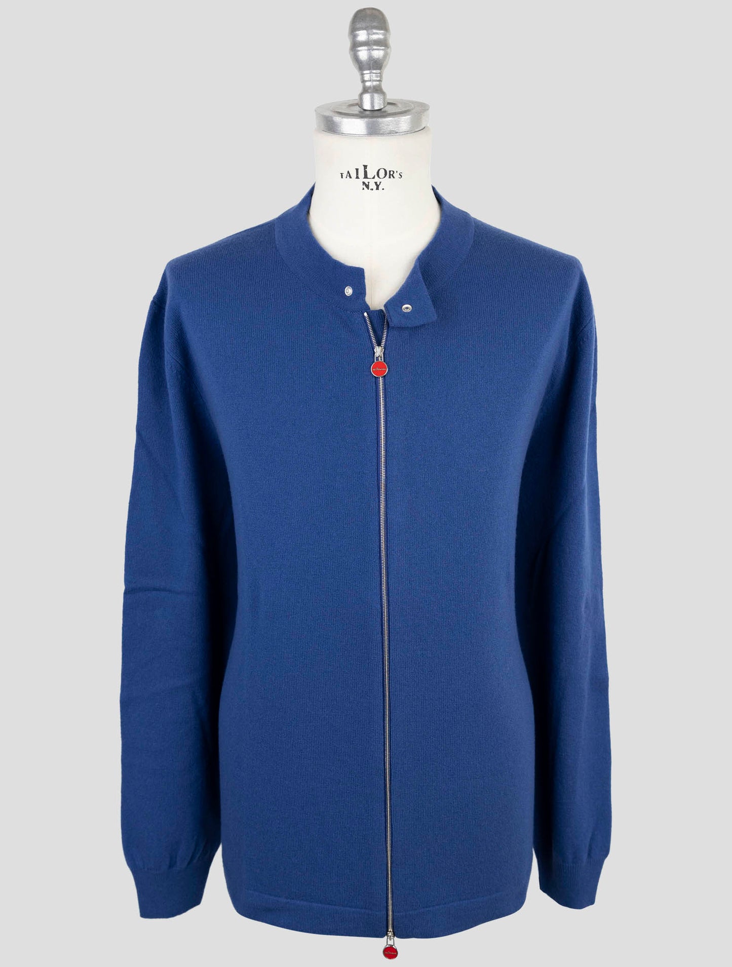 Kiton Blue Wool Sweater Full Zip