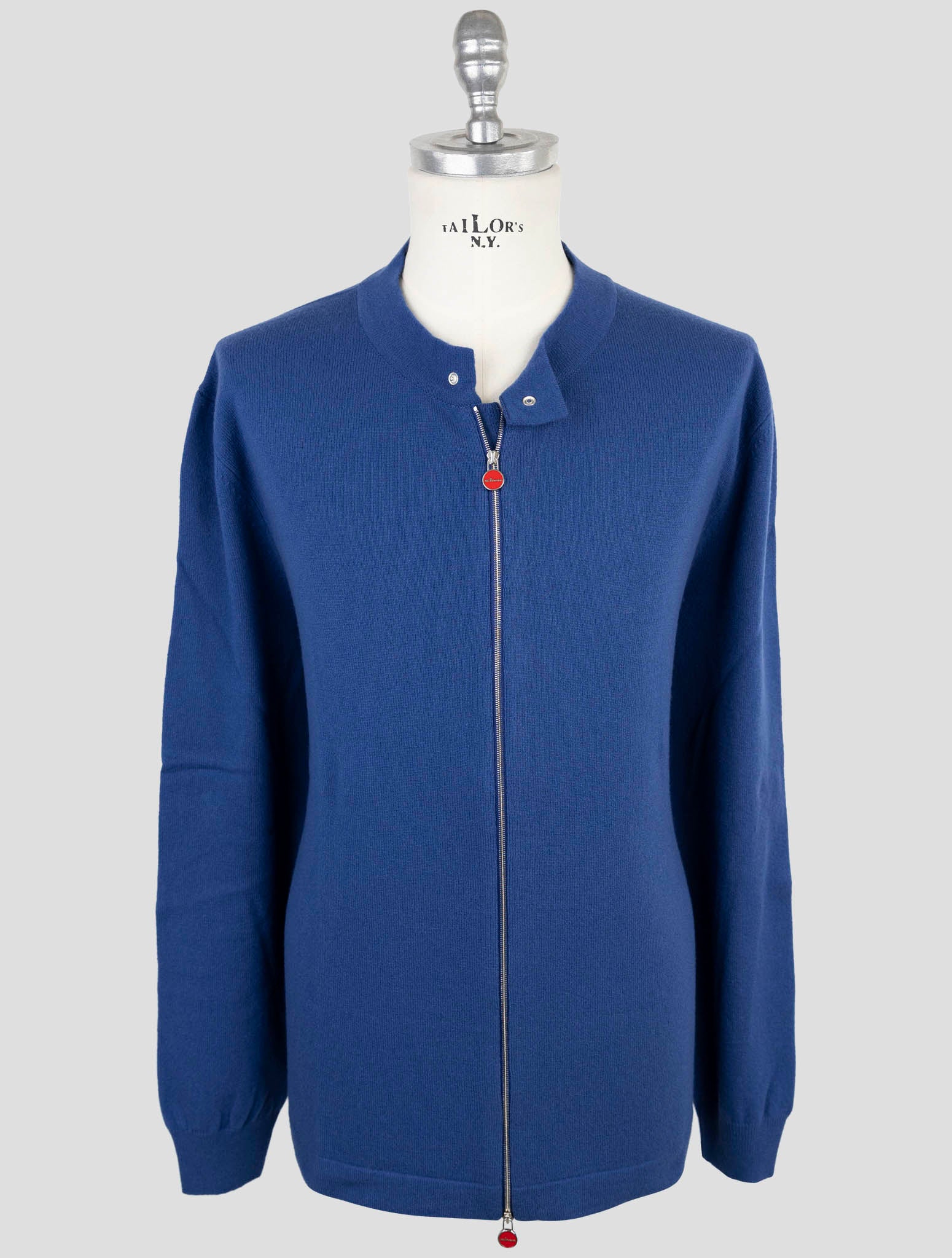 Kiton Blue Wool Sweater Full Zip