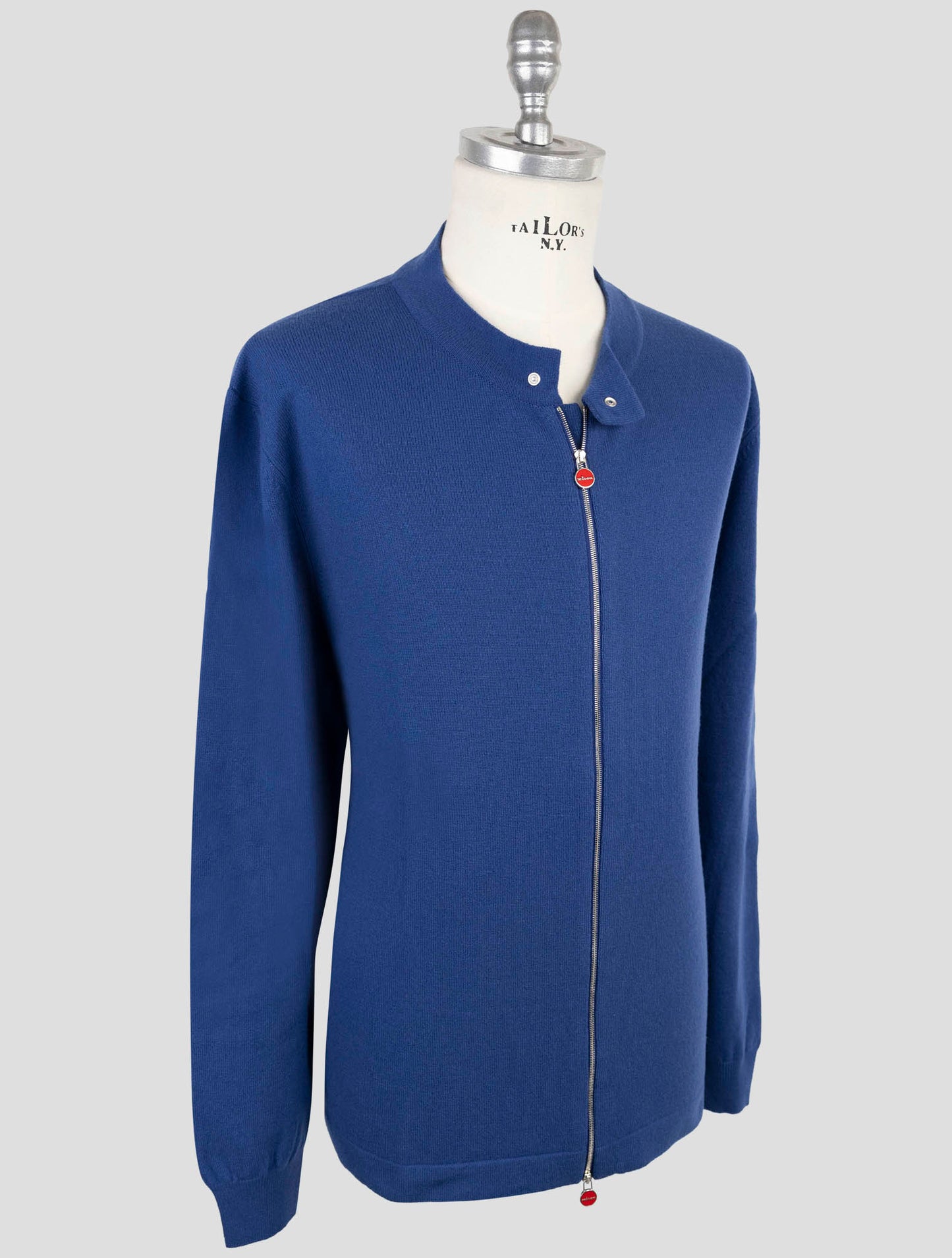 Kiton Blue Wool Sweater Full Zip