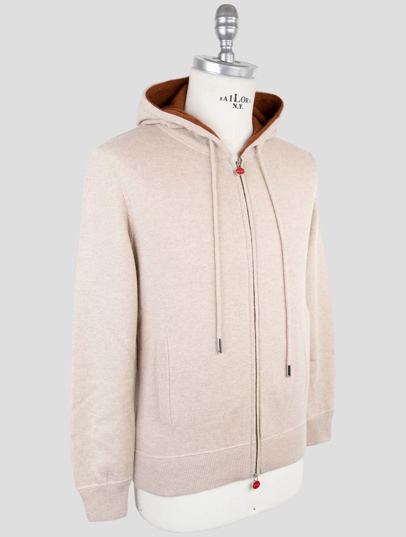 Kiton Beige Cashmere Sweater Full Zip