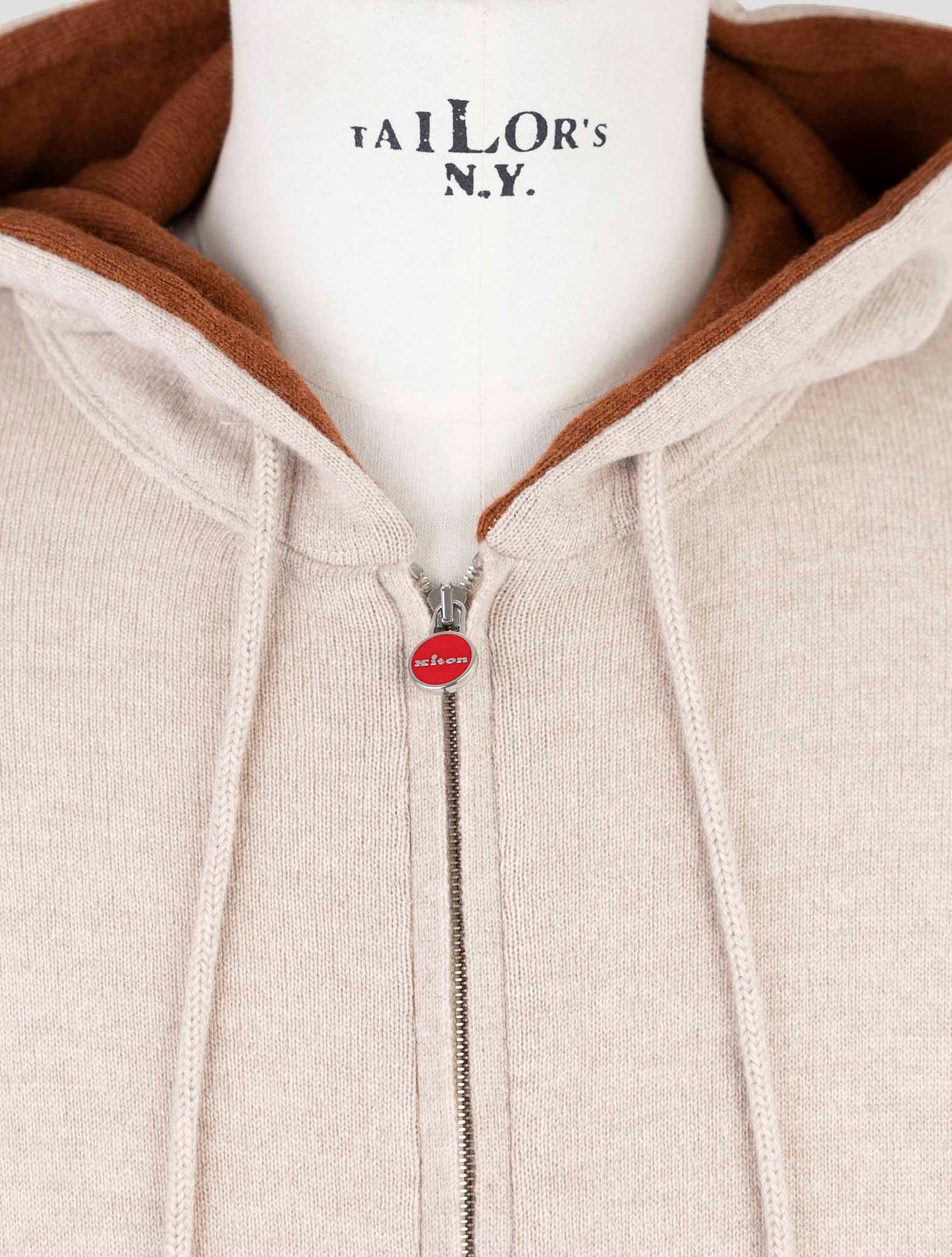Kiton Beige Cashmere Sweater Full Zip