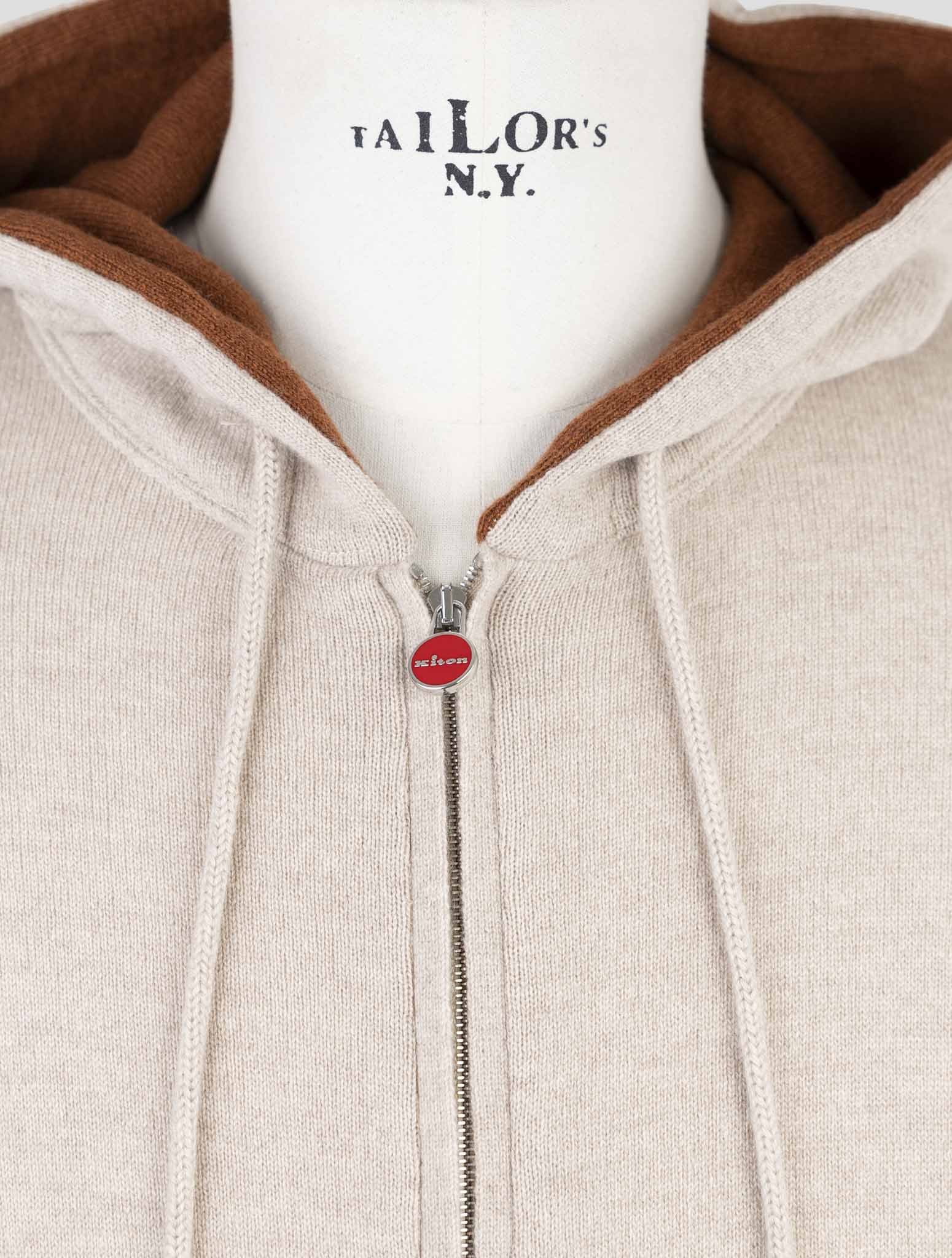 Kiton Beige Cashmere Sweater Full Zip