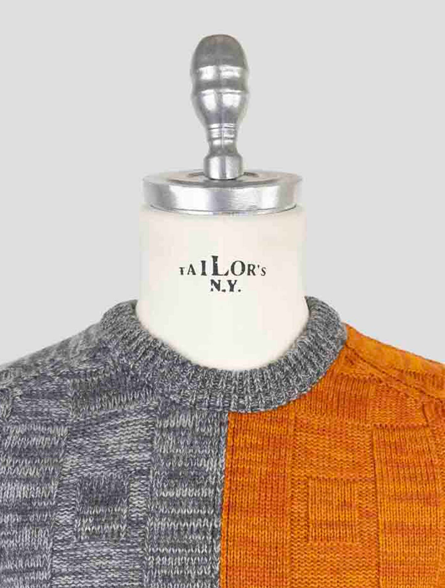Kiton Orange Gray Cashmere Sweater Crewneck