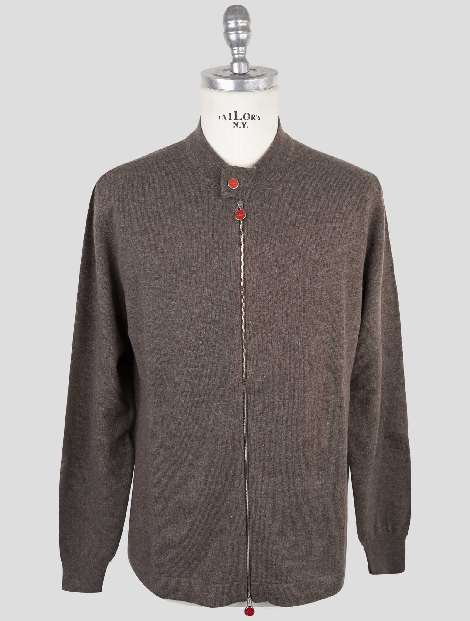 Kiton Brown Wool Sweater Full Zip