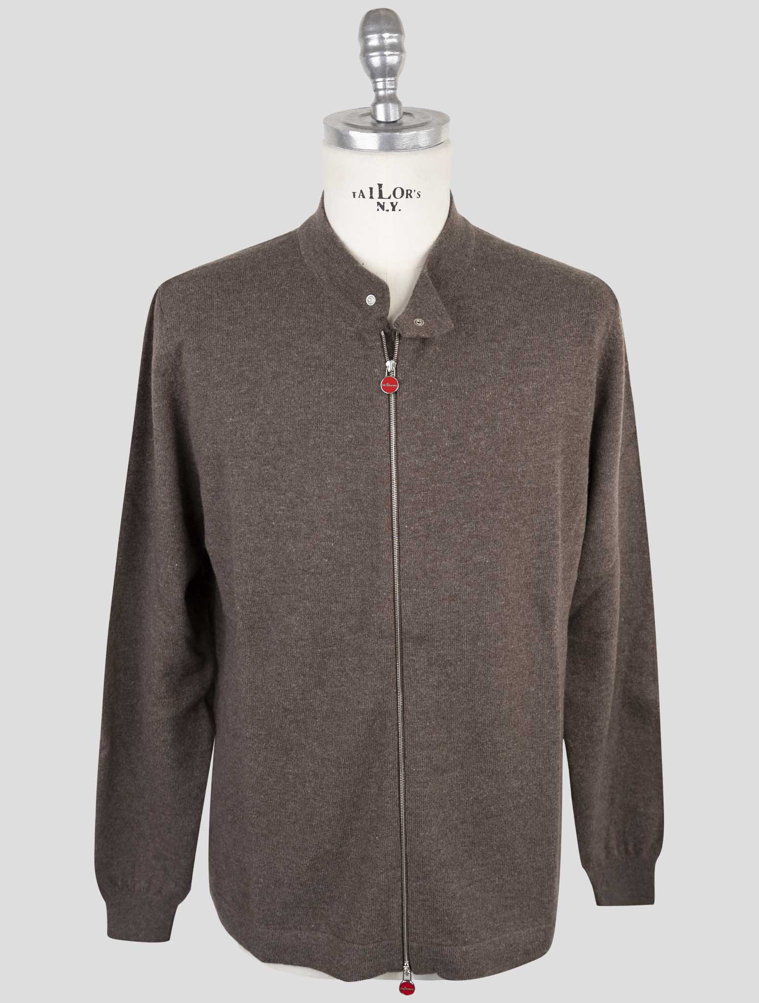 Kiton Brown Wool Sweater Full Zip