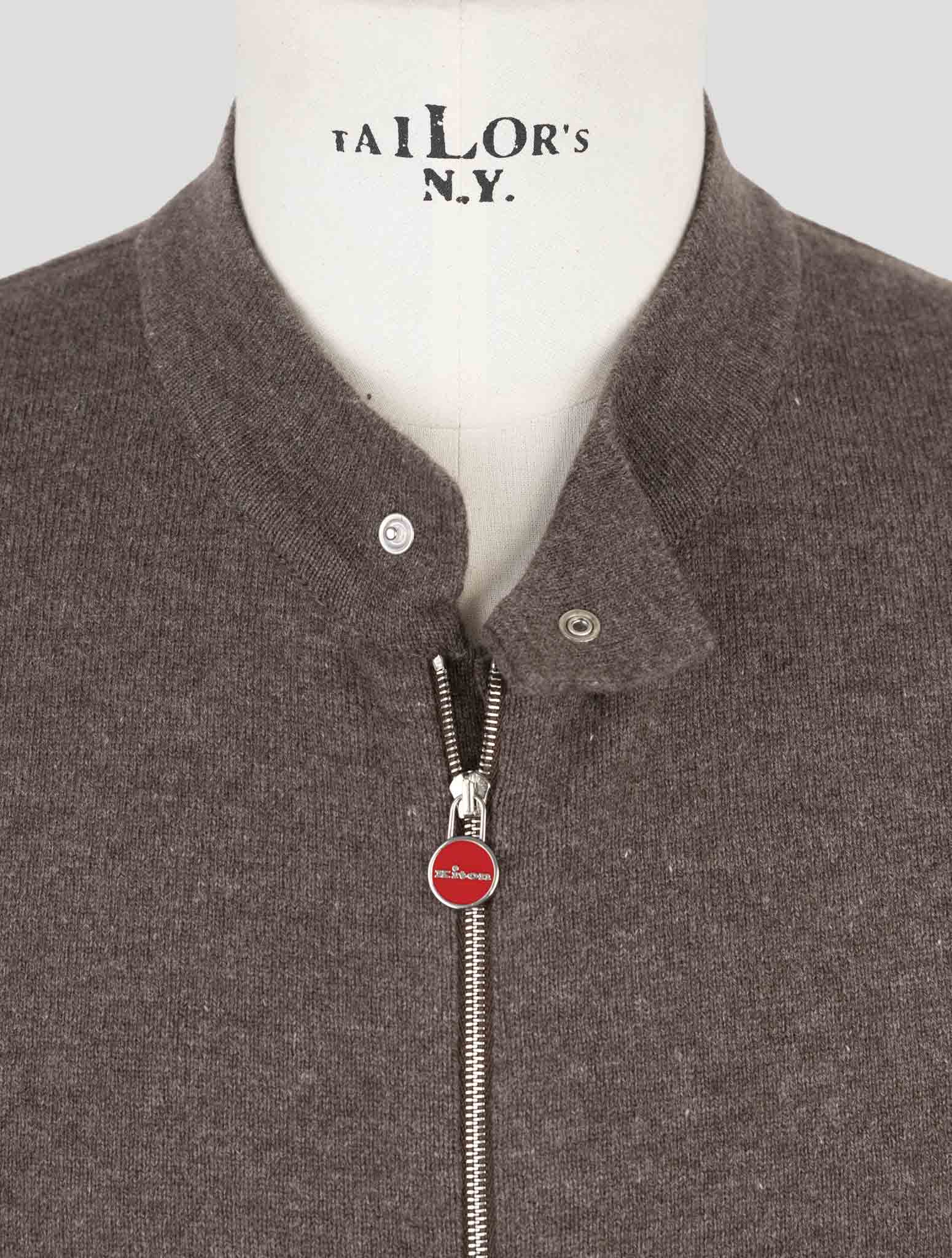 Kiton Brown Wool Sweater Full Zip