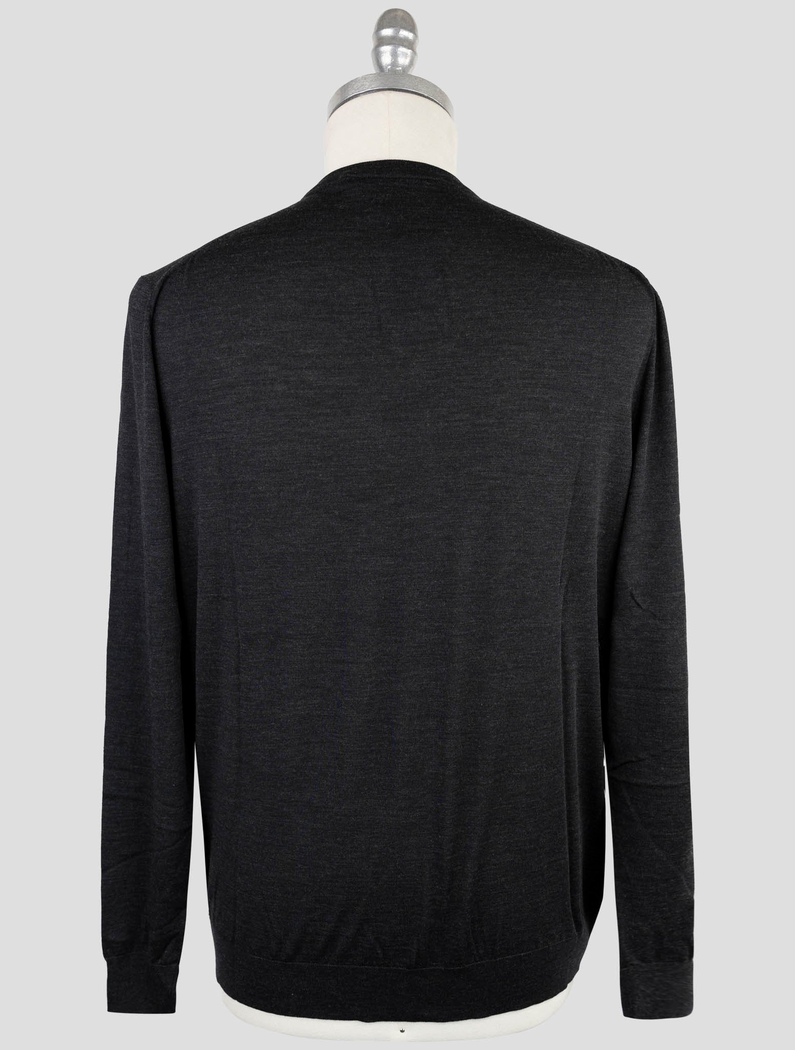 Kiton Dark Gray Wool Diamante Blu 14 Micron Sweater V-neck