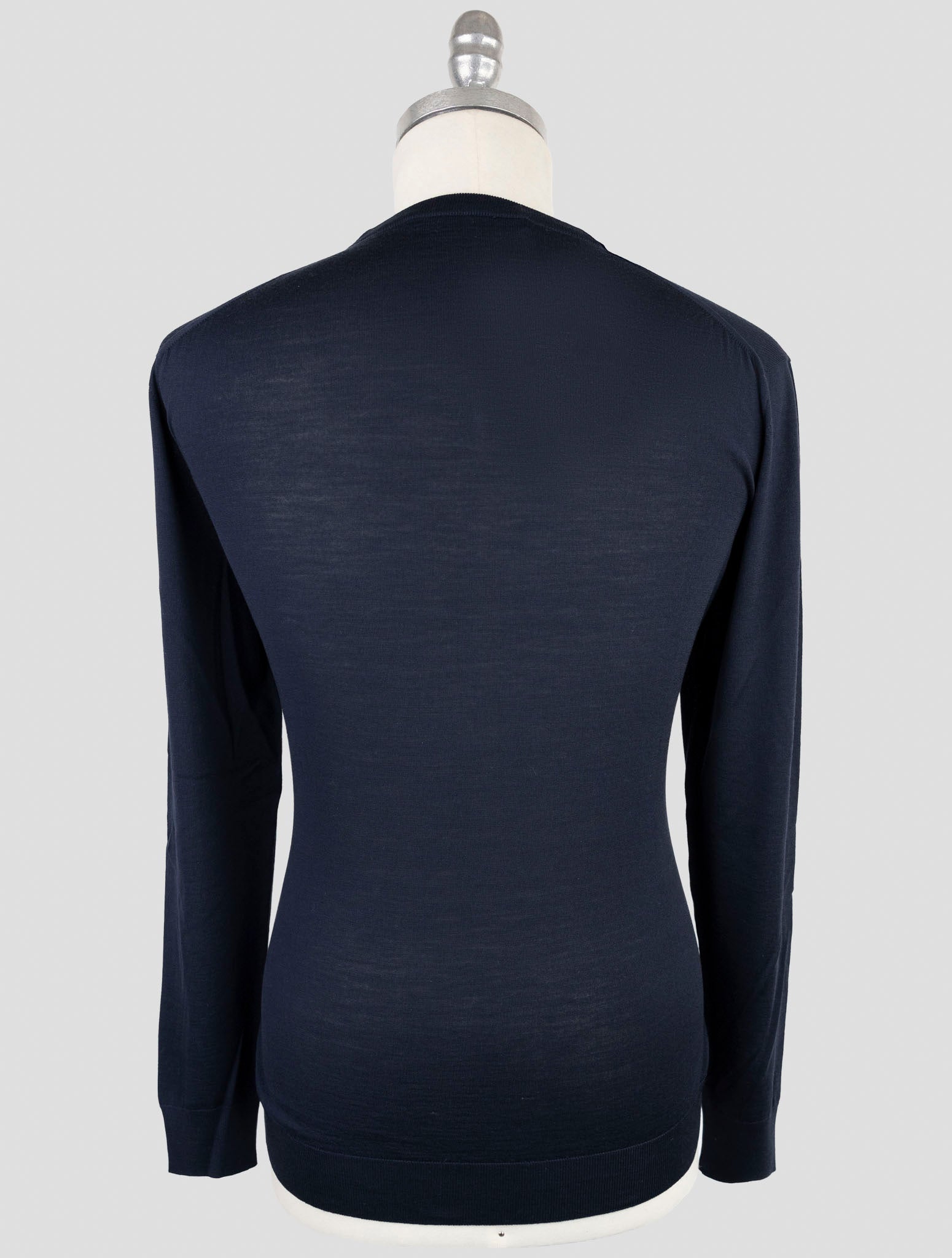 Kiton Blue Wool Diamante Blu 14 Micron Sweater V-neck