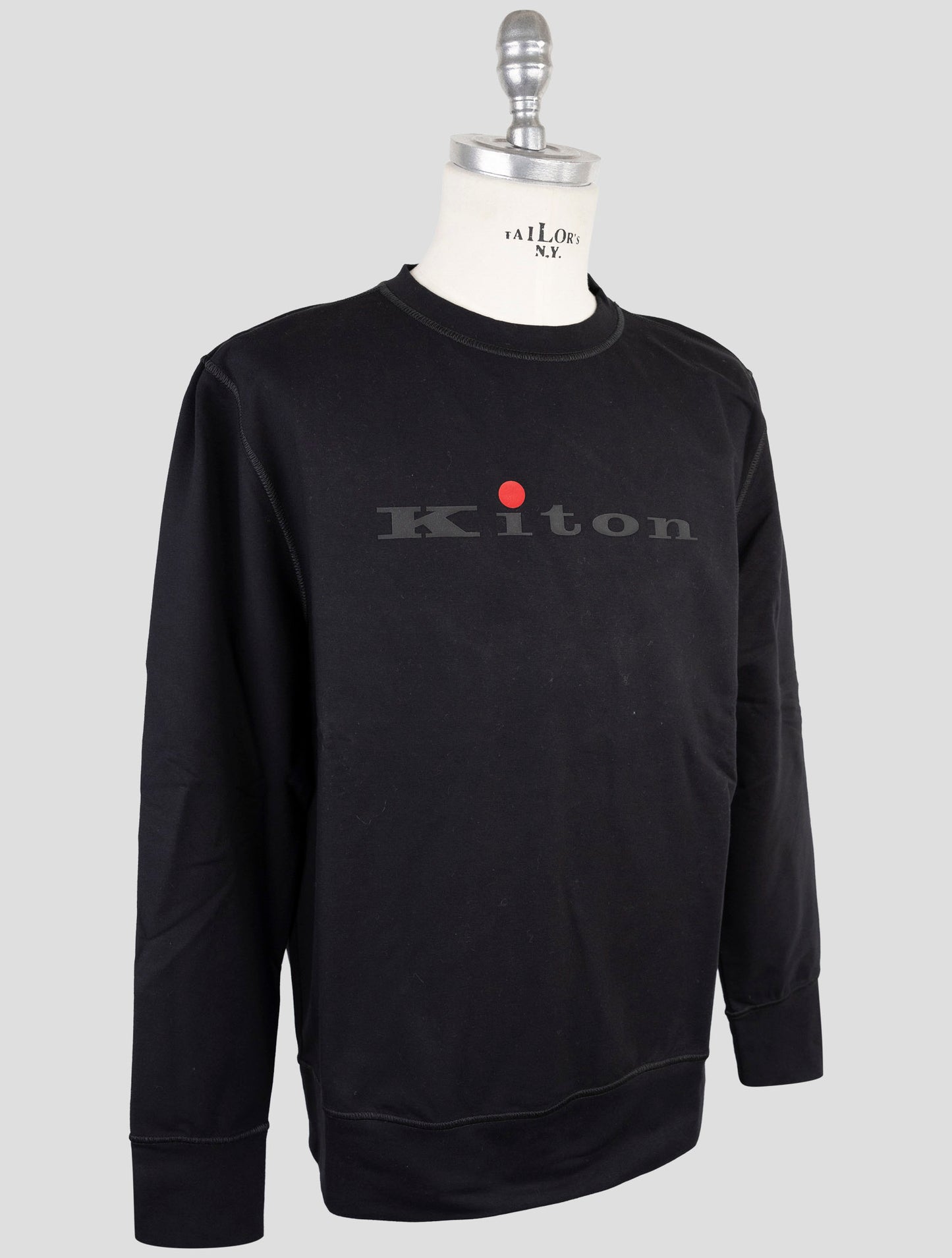 Kiton Black Cotton Ea Sweater Crewneck