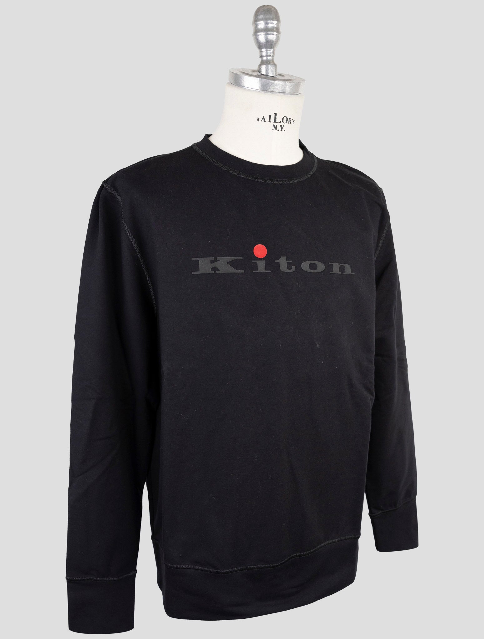 Kiton Black Cotton Ea Sweater Crewneck