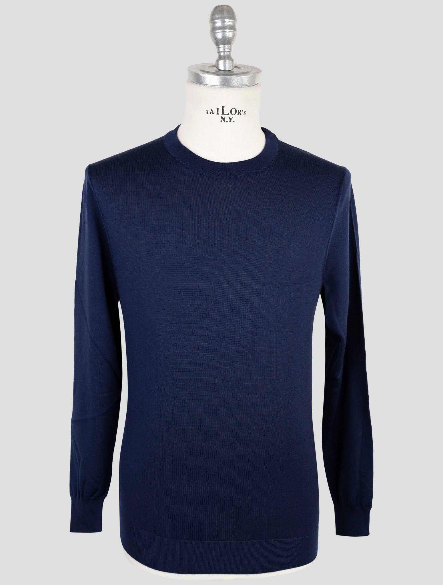 Kiton Blue Wool Sweater Crewneck
