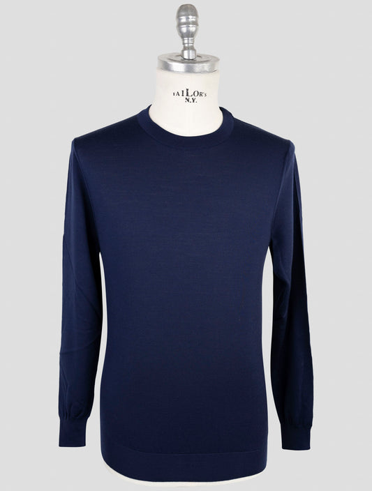 Kiton Blue Wool Sweater Crewneck