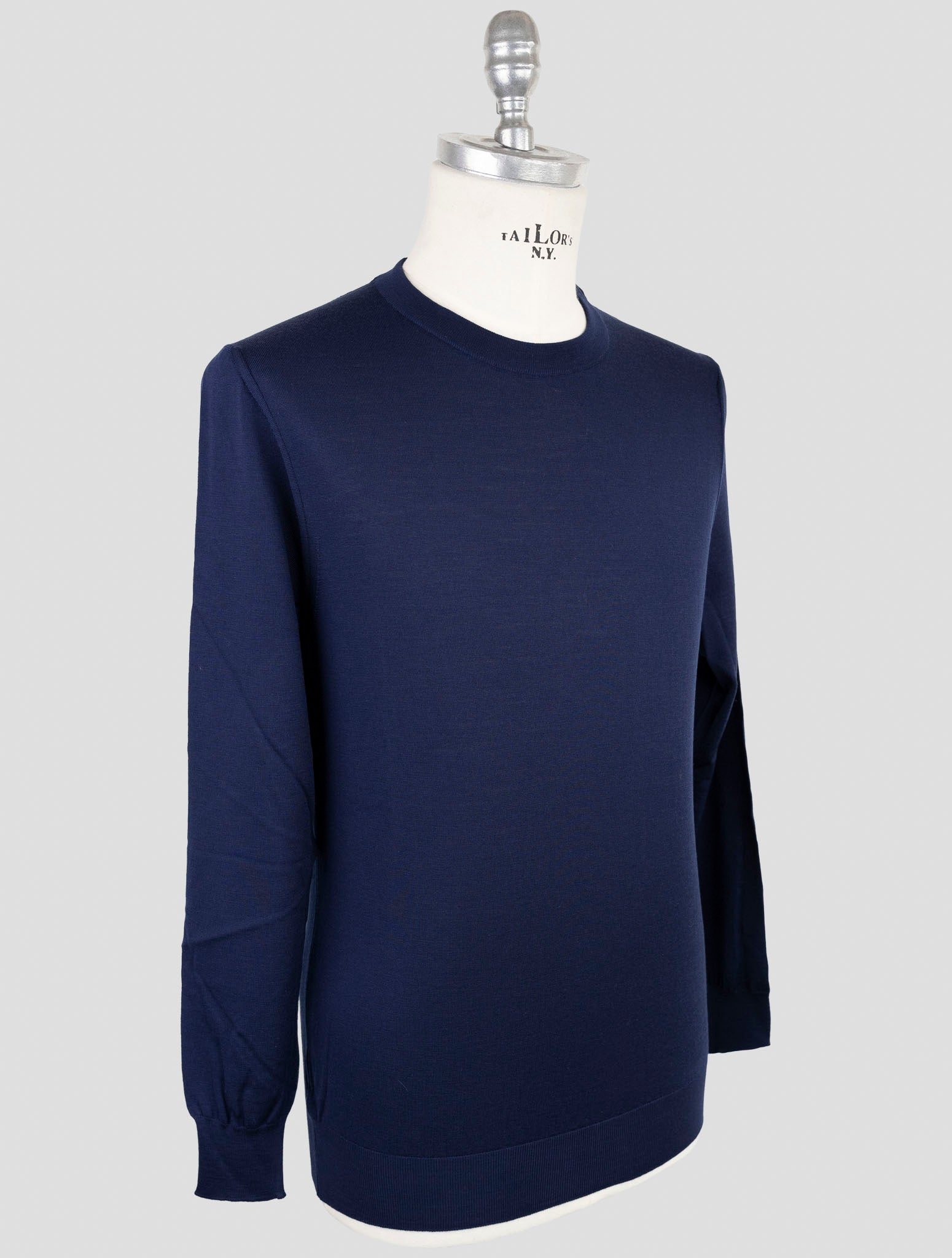 Kiton Blue Wool Sweater Crewneck
